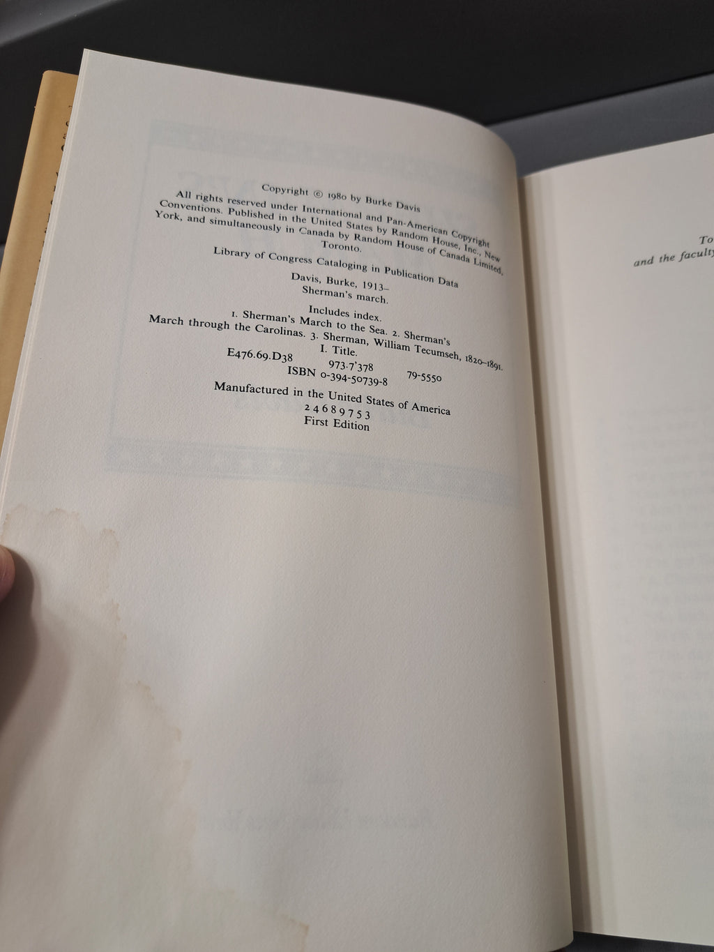 Vintage 1980 first edition of Sherman's March by Burke Davis