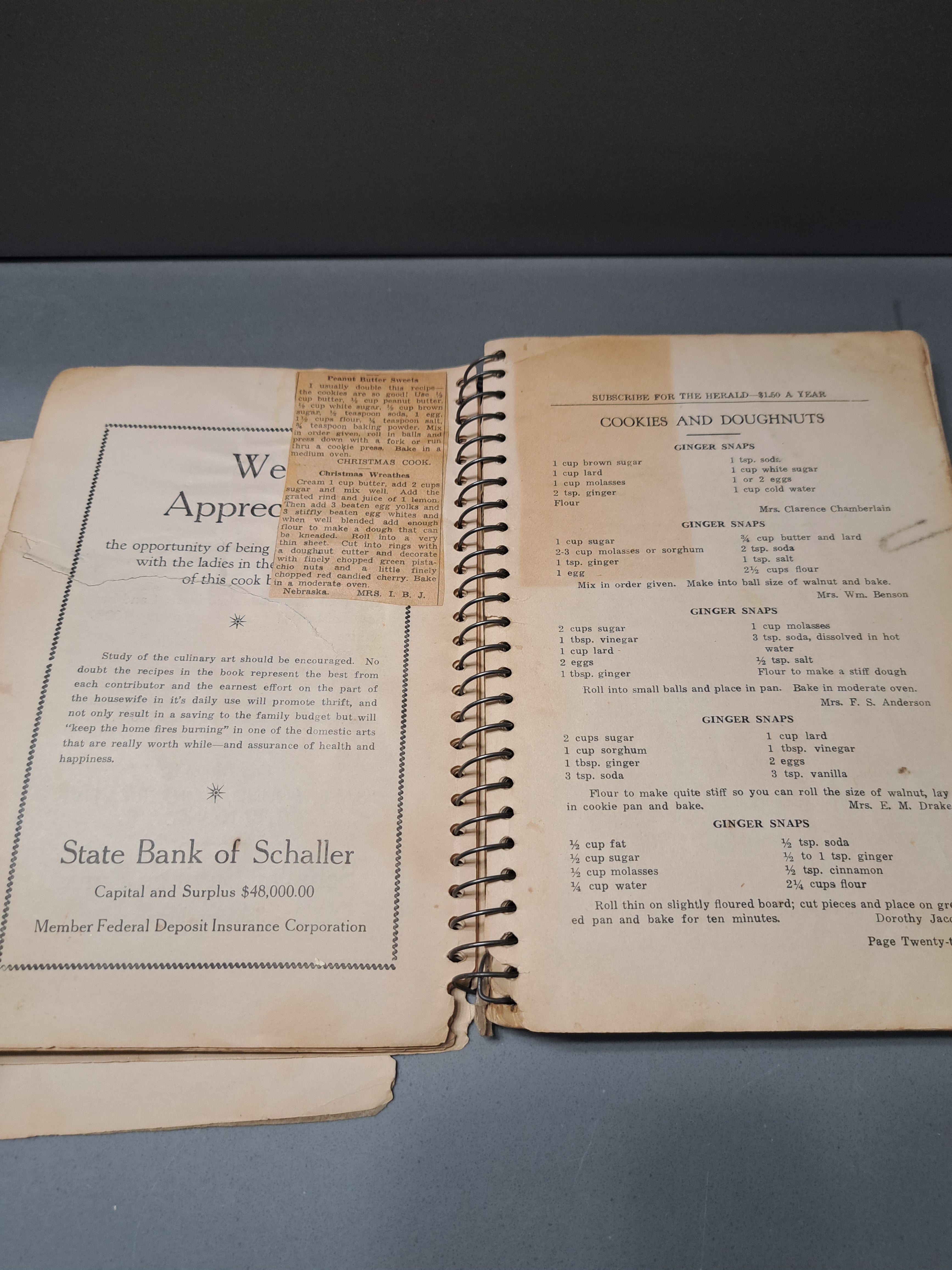 Rare 1937 The Schaller Cook Book sponsored by The Methodist Ladies Aid