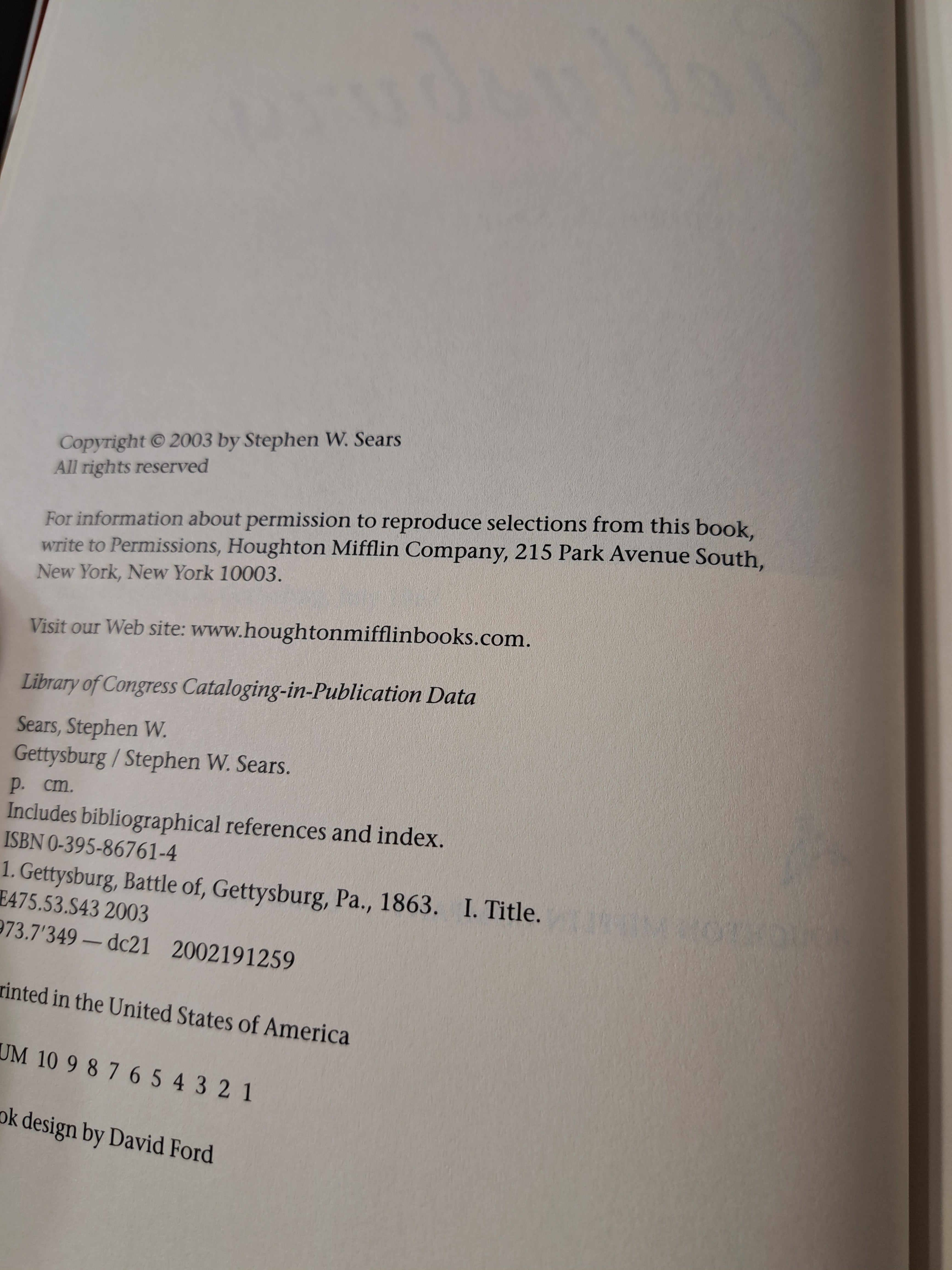 First edition of Gettysburg by Stephen W Sears