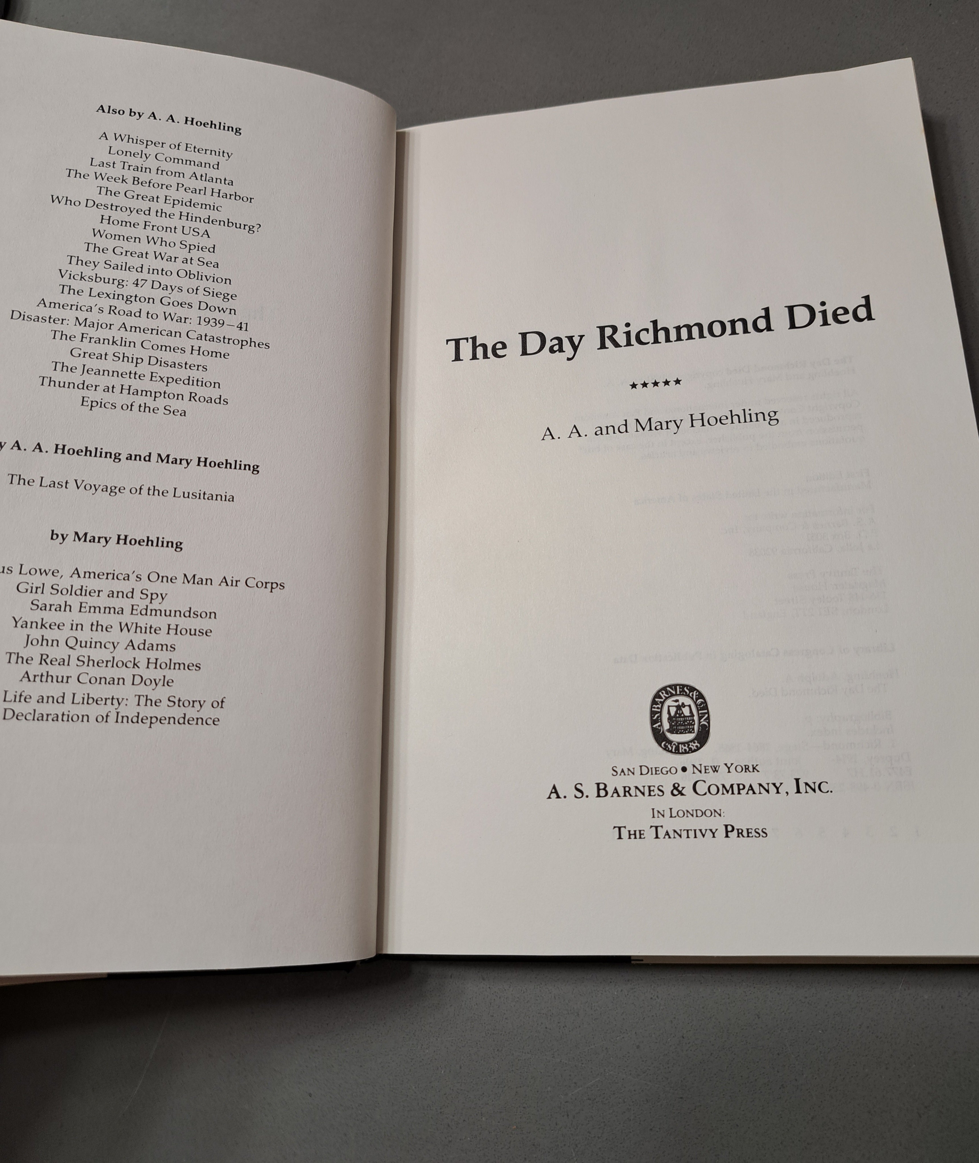 Vintage 1981 The Day Richmond Died by A A and Mary Hoehling