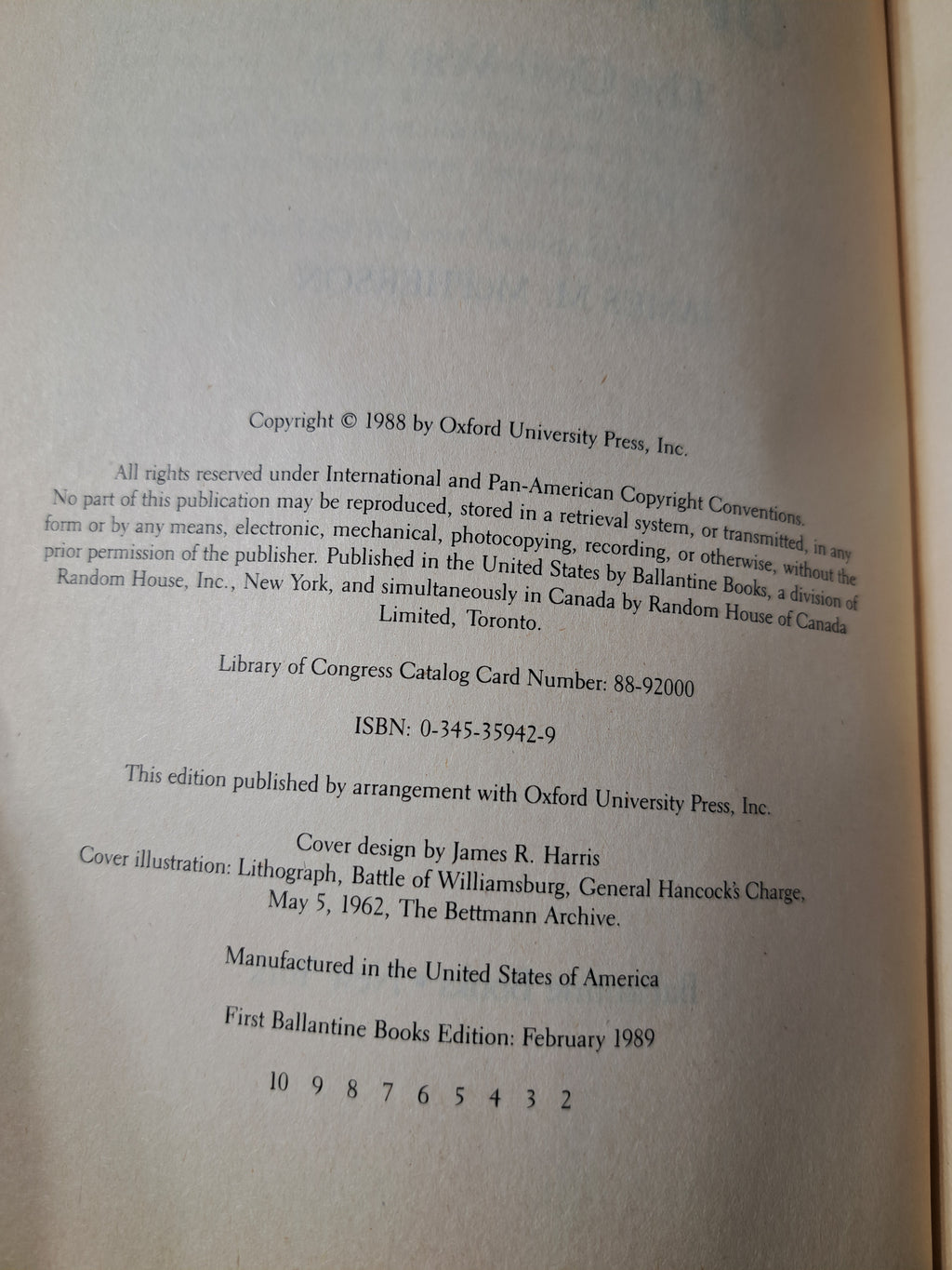 Vintage 1989 Battle Cry of Freedom: The Civil War Era by James M McPherson