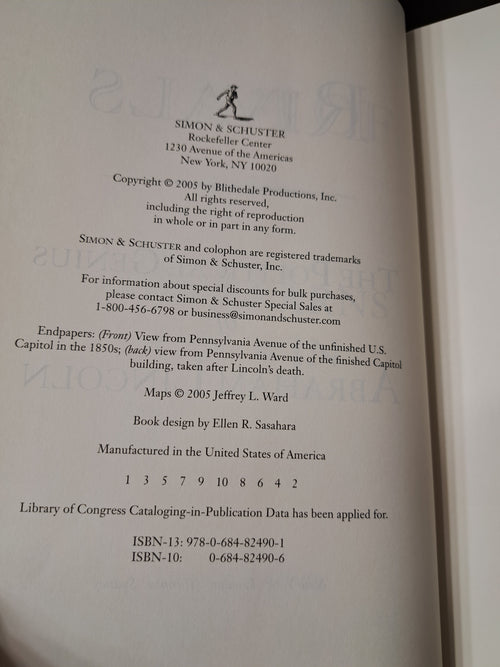 2005 first edition of Team of Rivals: The Political Genius of Abraham Lincoln by Doris Kearns Goodwin