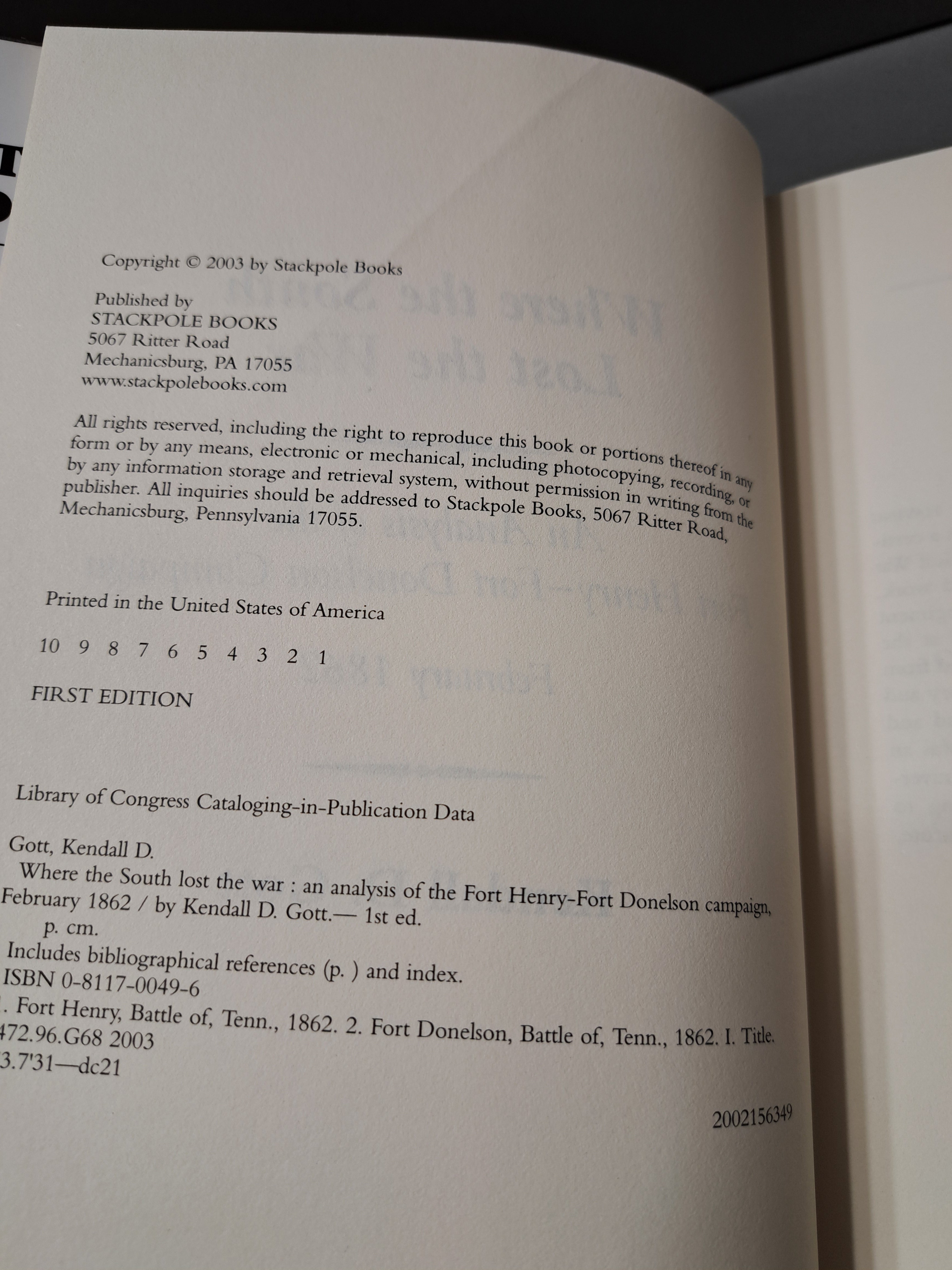 First edition of Where the South Lost the War by Kendall D Gott