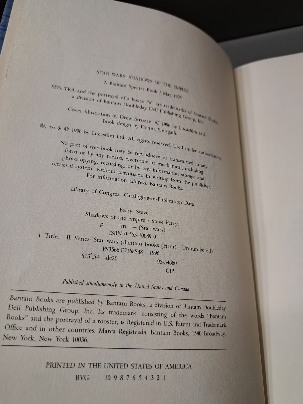 1996 First edition of Star Wars: Shadows of the Empire by Steve Perry