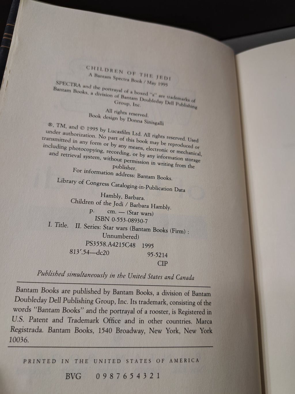 1995 First edition of Star Wars: Children of the Jedi by Barbara Hambly