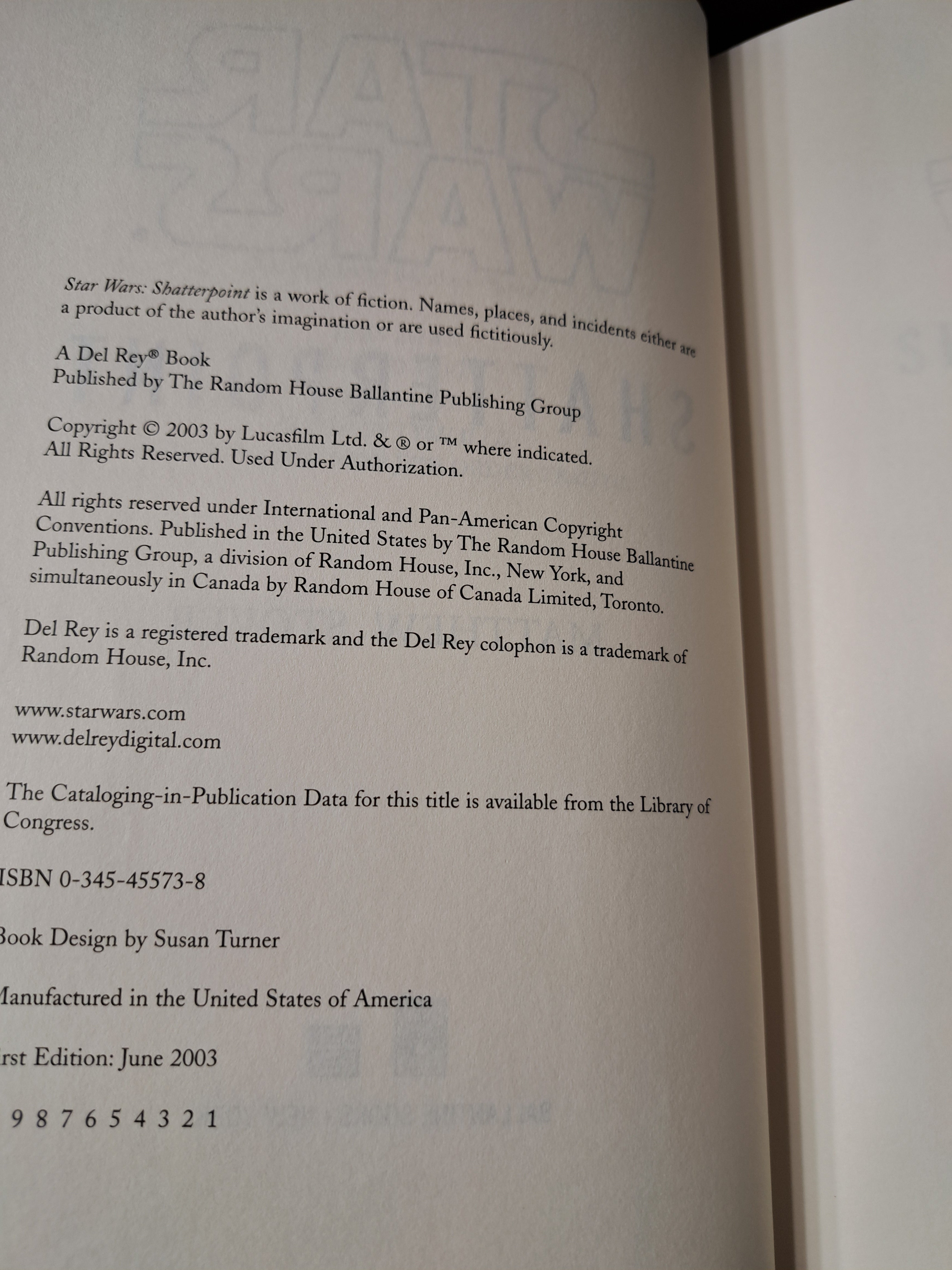 First edition of Star Wars: Shatterpoint by Matthew Stover