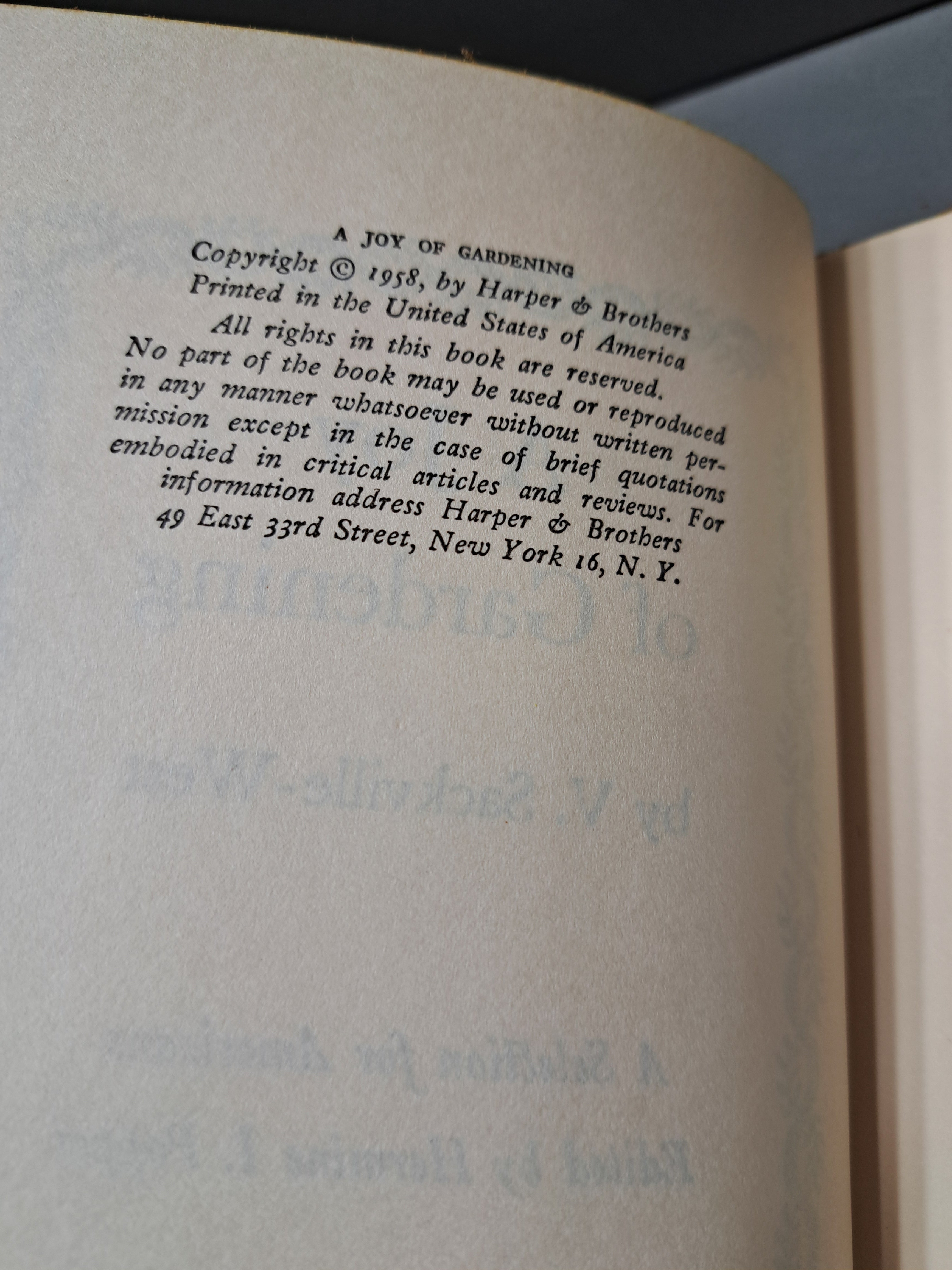 Vintage 1958 first edition of A Joy of Gardening by V Sackville-West