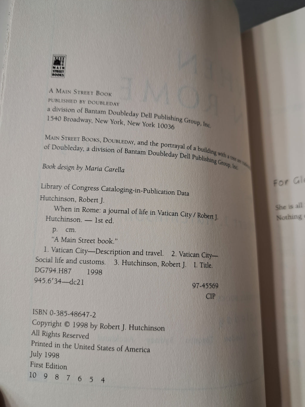 When in Rome: A Journal of Life in Vatican City by Robert J Hutchinson