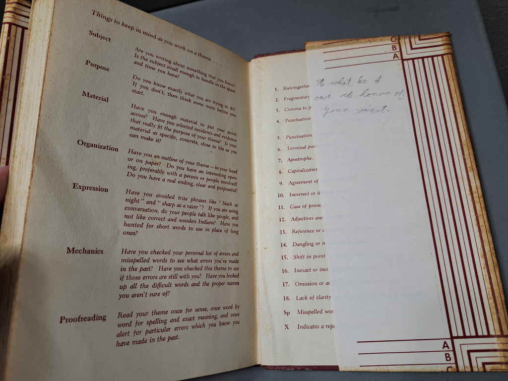 Vintage 1952 Minimum Essentials for Good Writing