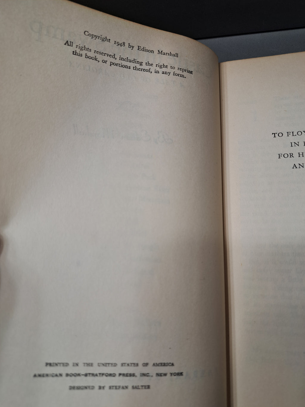 Vintage 1948 first edition of Castle in the Swamp: A Tale of Old Carolina by Edison Marshall