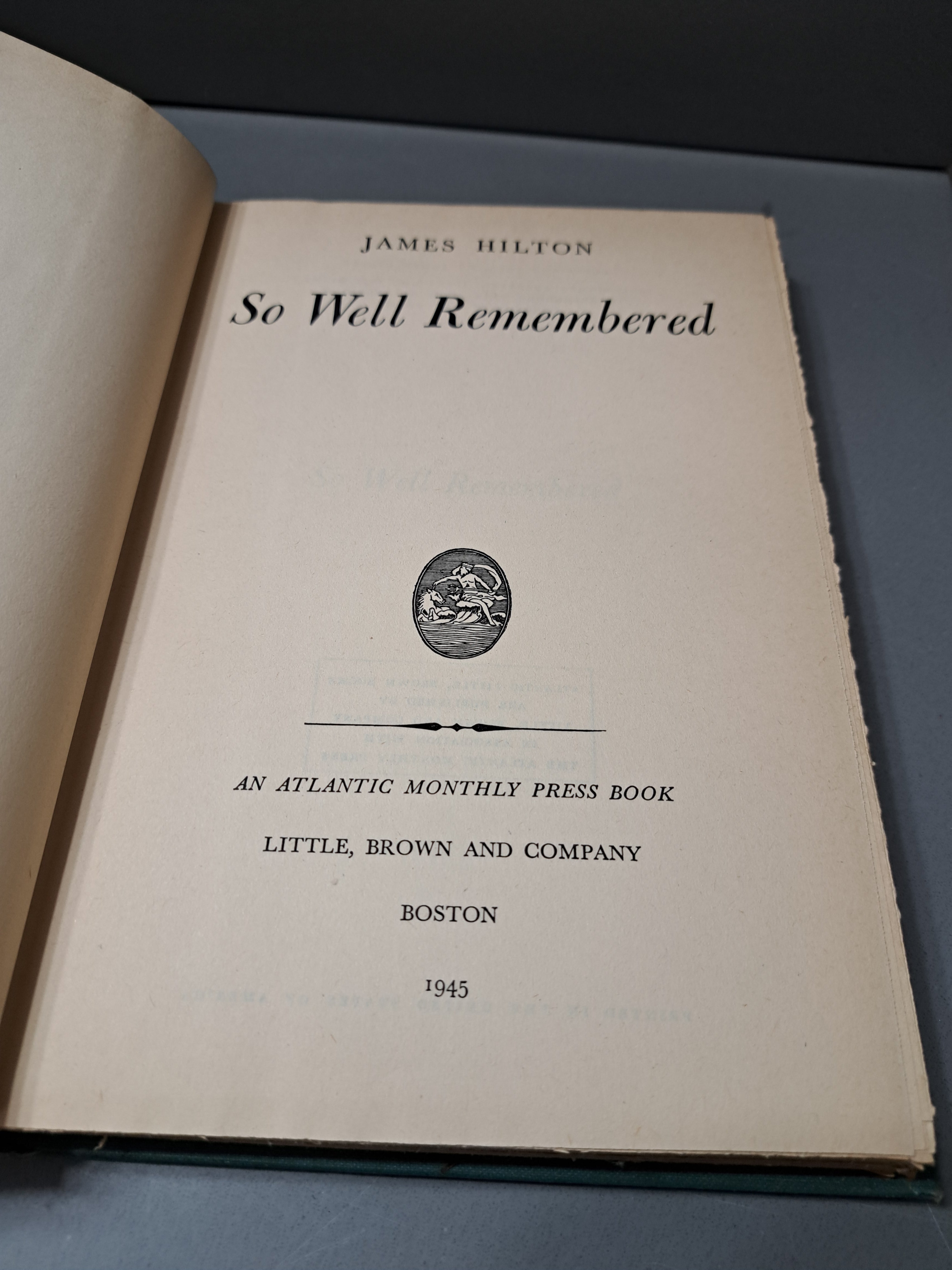Vintage 1945 So Well Remembered by James Hilton