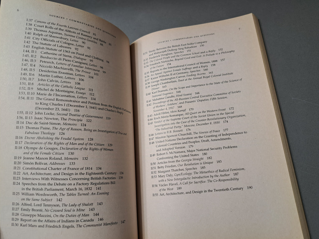 Commentaries on Sources for the History of Western Civilization with Questions for Students