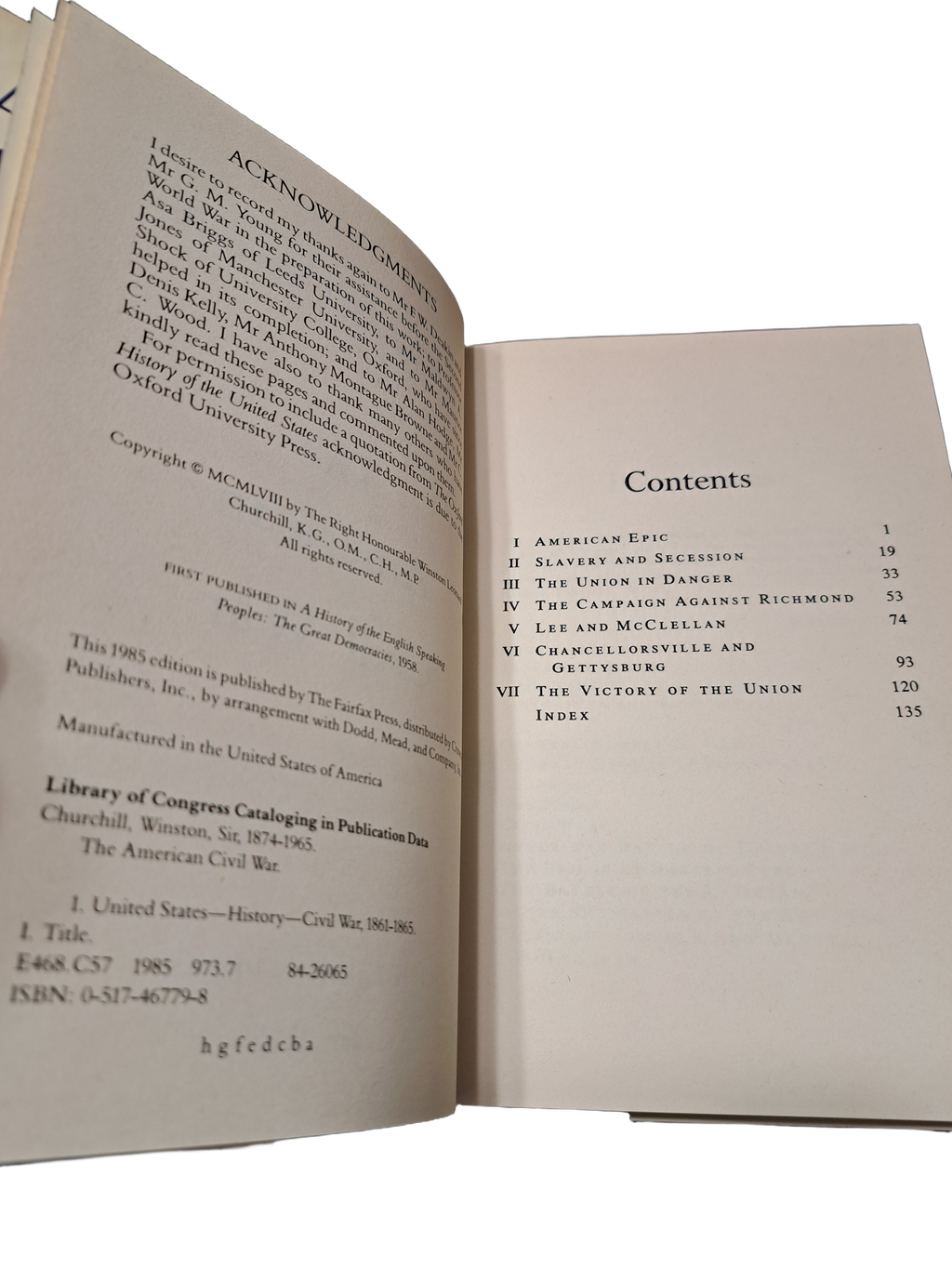 Vintage 1985 edition of The American Civil War by Sir Winston S Churchill