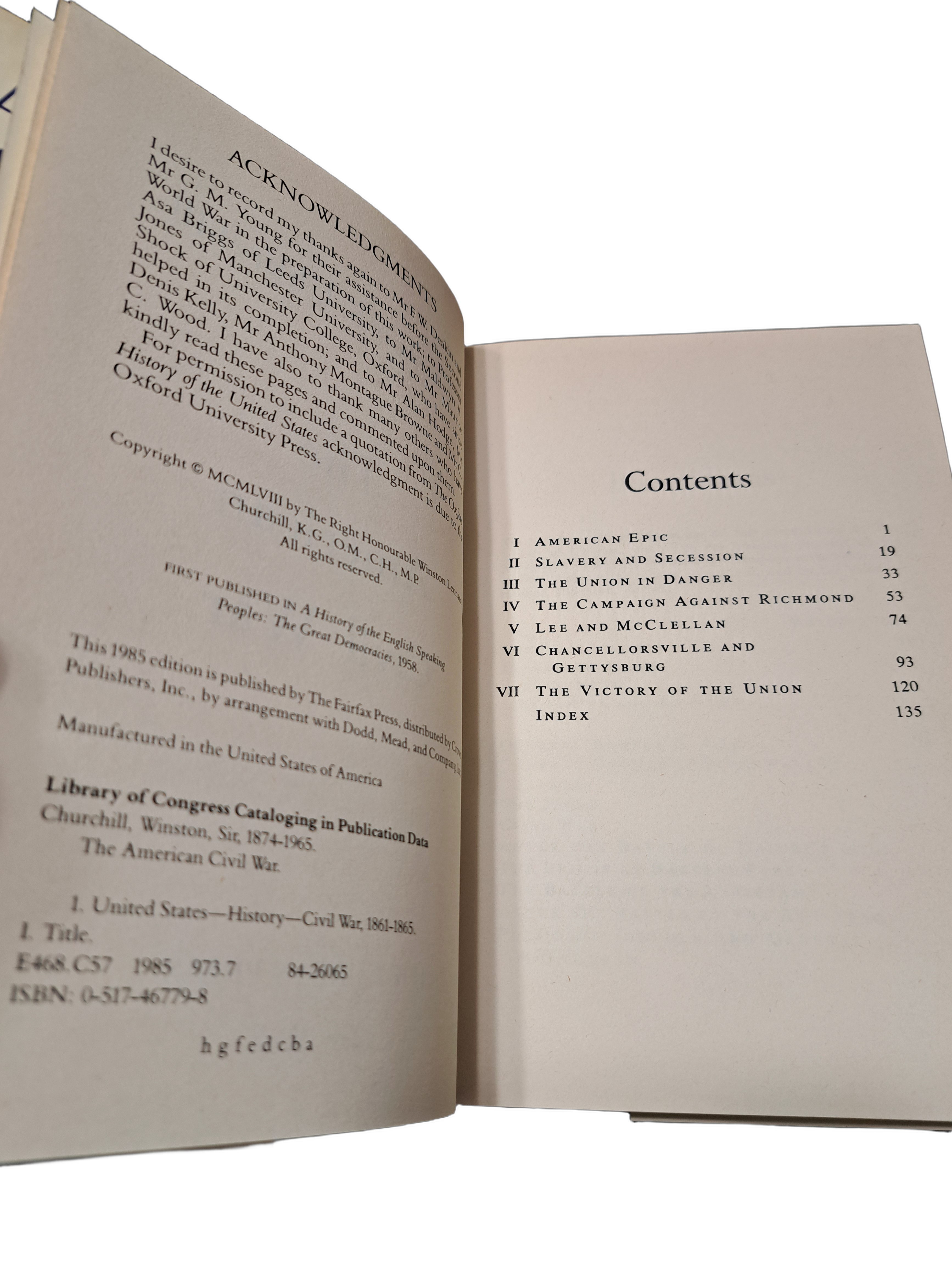 Vintage 1985 edition of The American Civil War by Sir Winston S Churchill