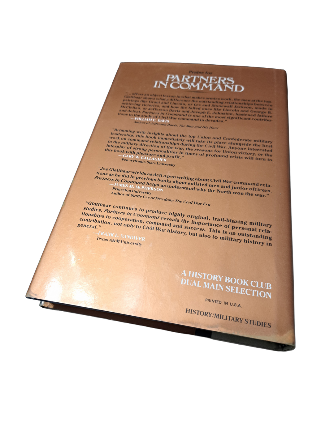1994 first edition of Partners In Command: The Relationships Between Leaders in the Civil War by Joseph T Glatthaar