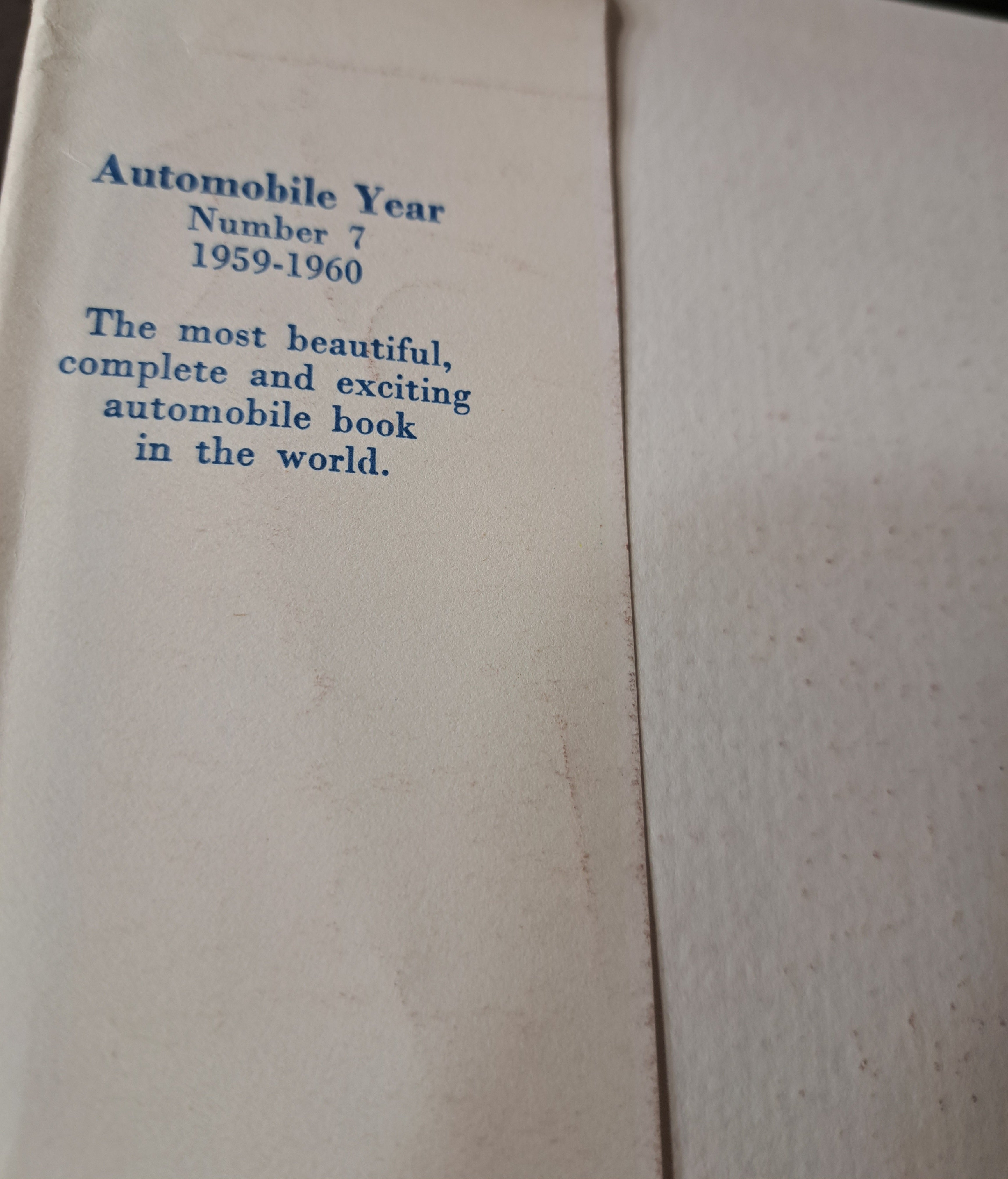 Vintage Automobile Year Number 7 1959-1960