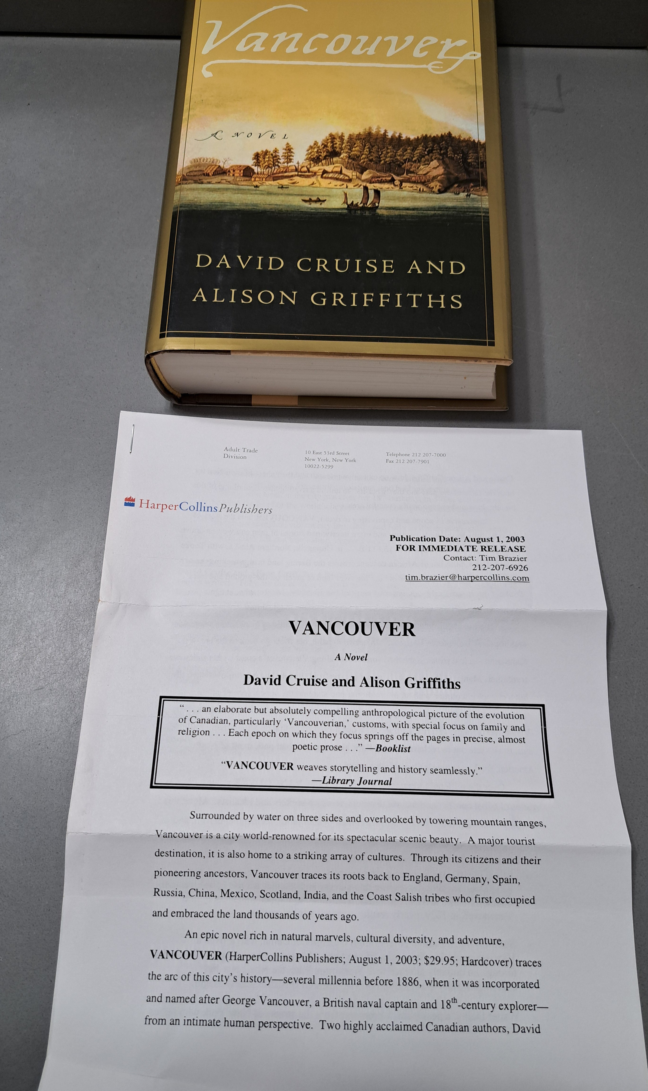First edition of Vancouver by David Cruise and Alison Griffiths