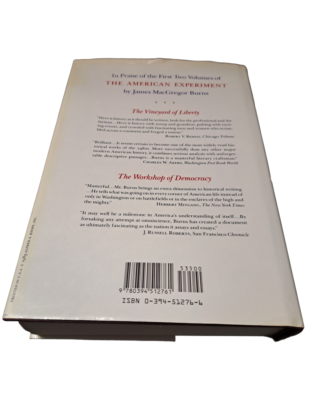 Vintage 1989 The American Experiment: The Crosswinds of Freedom