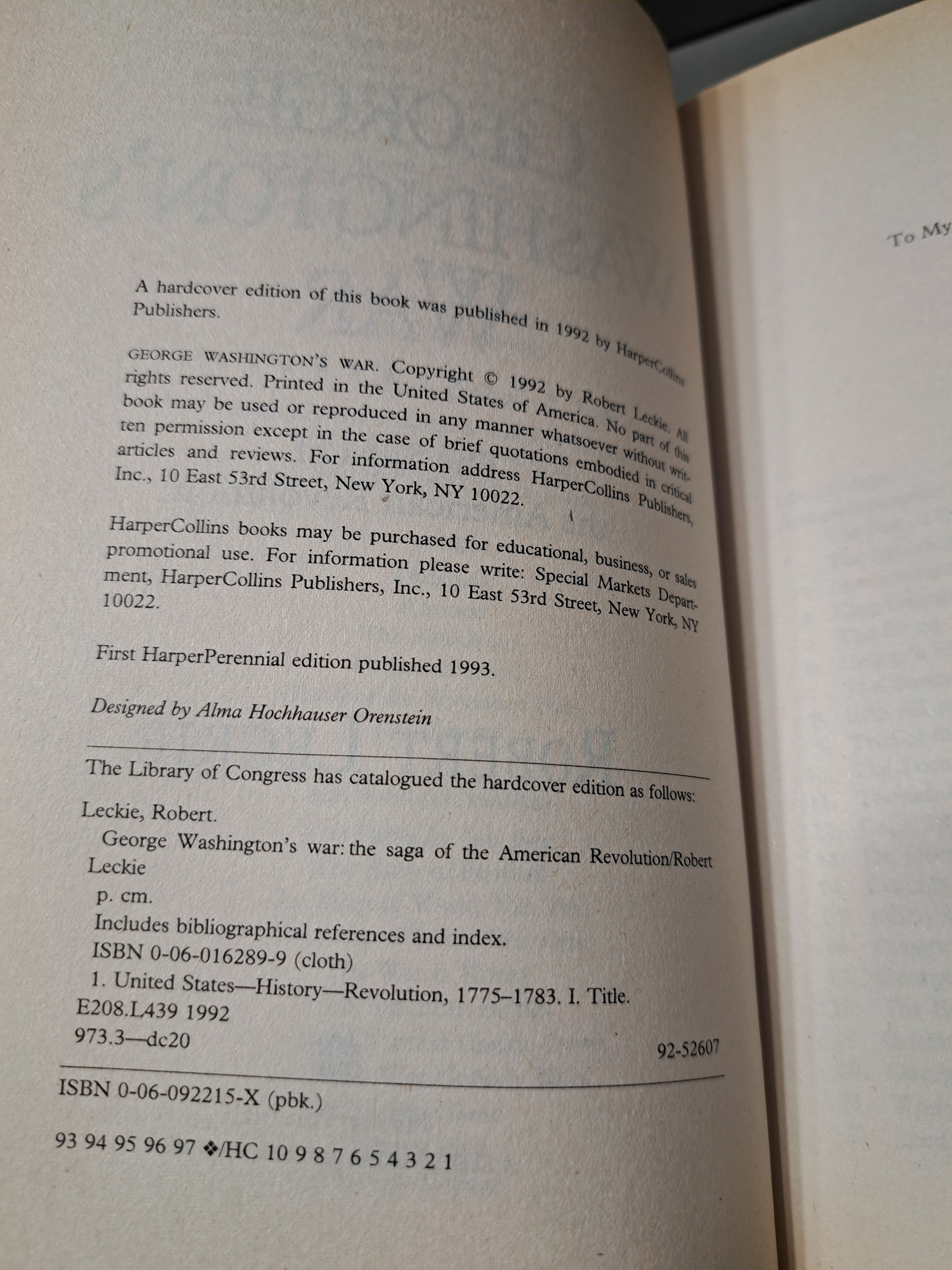 Vintage 1993 George Washington's War: The Saga of the American Revolution