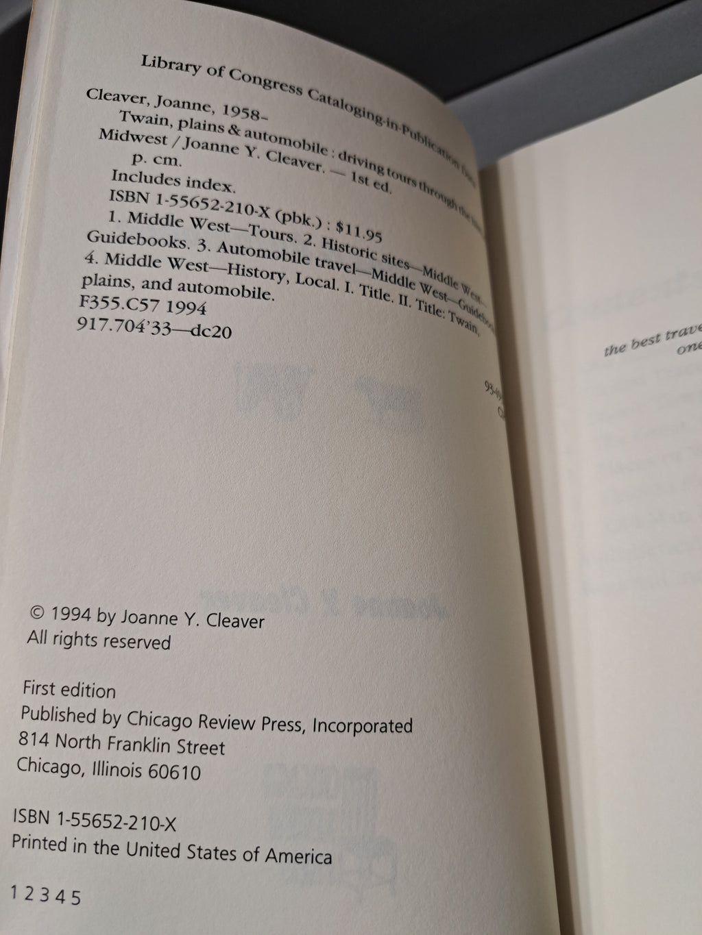 Vintage 1994 first edition of Twain, Plains & Automobile by Joanne Y Cleaver