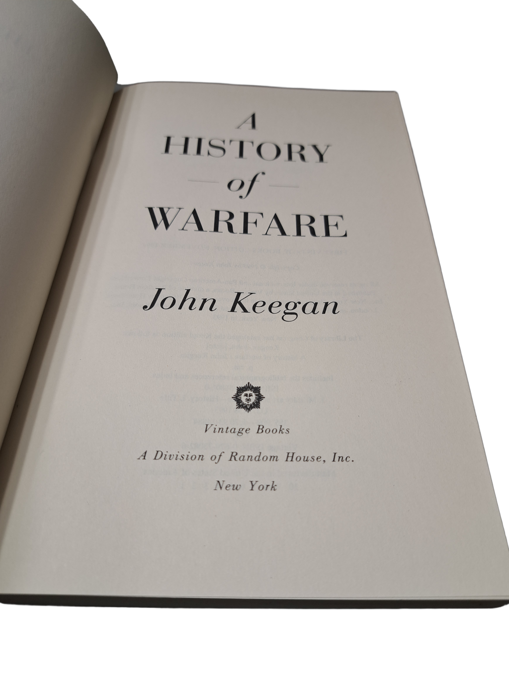 First vintage books edition, November 1994 of A History of Warfare by John Keegan