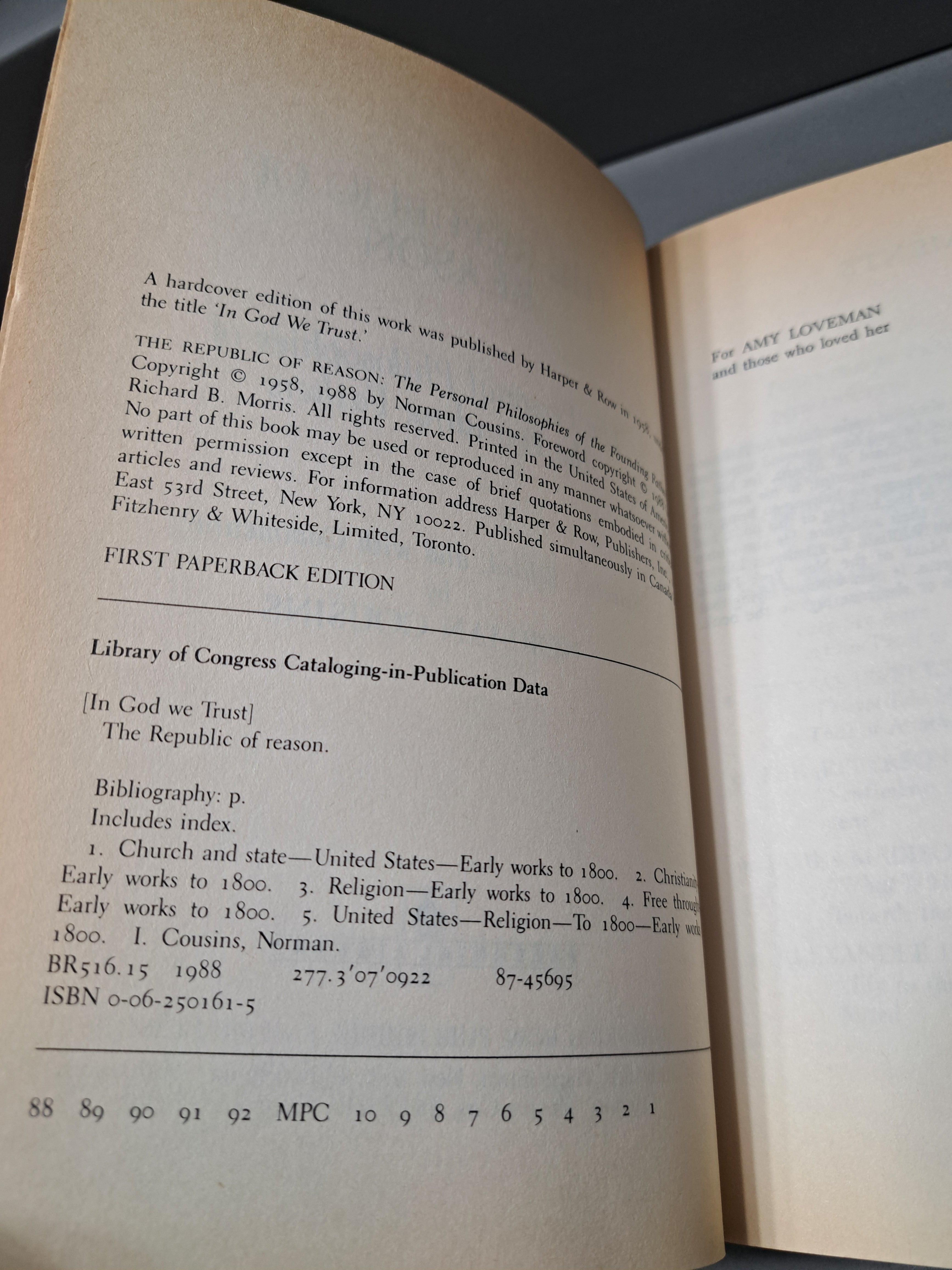 Vintage 1988 The Republic of Reason: The Personal Philosophies of the Founding Fathers