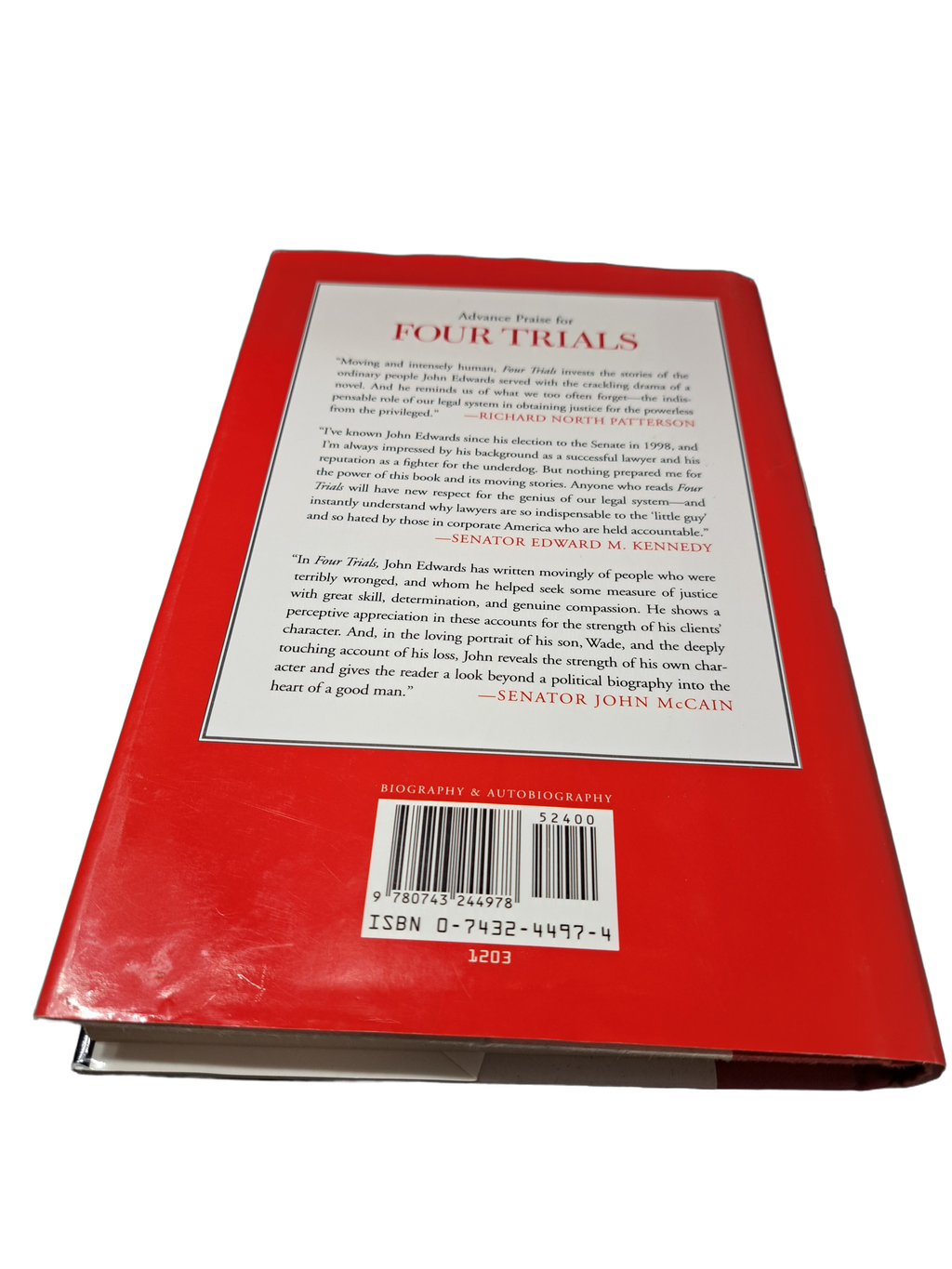 Four Trials by John Edwards, US Senator, North Carolina