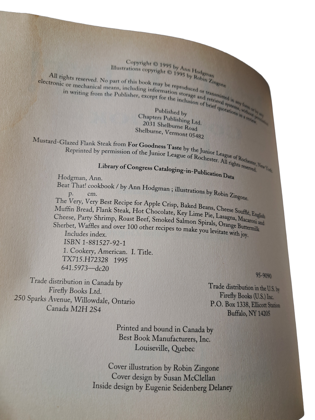 Vintage 1995 Beat That! Cookbook by Ann Hodgman