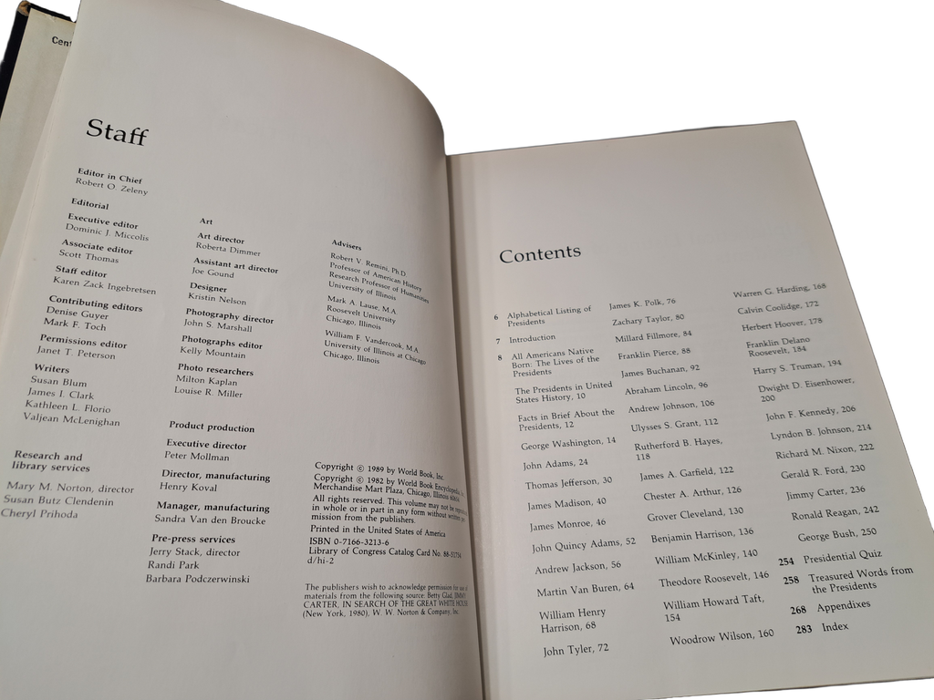 Vintage 1989 World Book of America's Presidents: Portraits of the Presidents