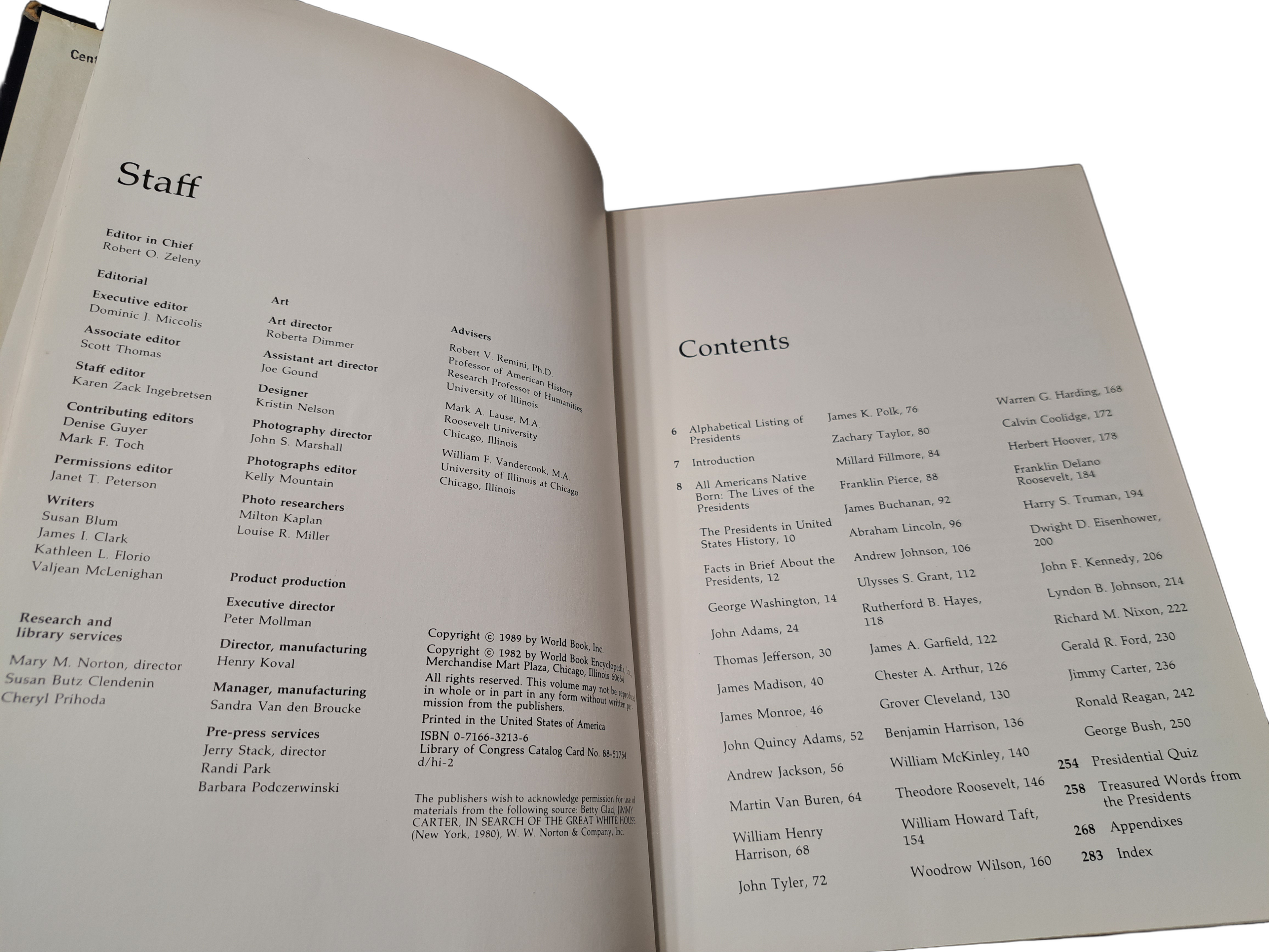 Vintage 1989 World Book of America's Presidents: Portraits of the Presidents