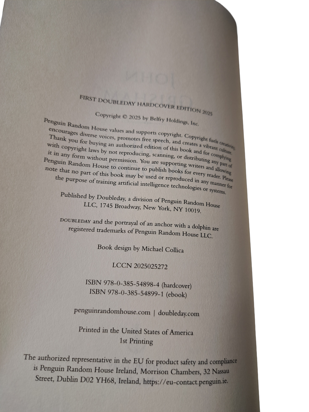 2025 first printing of The Widow by John Grisham