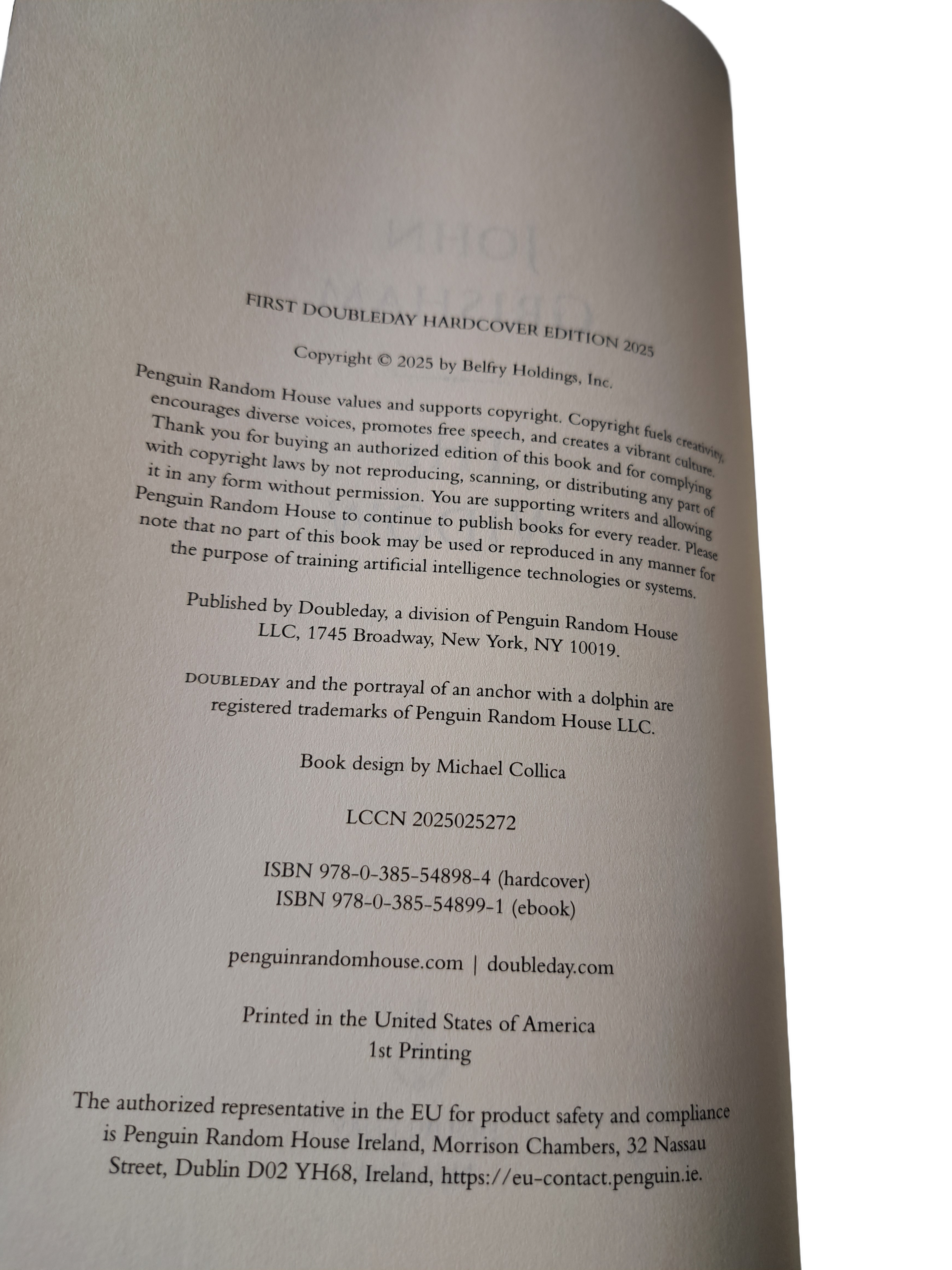 2025 first printing of The Widow by John Grisham