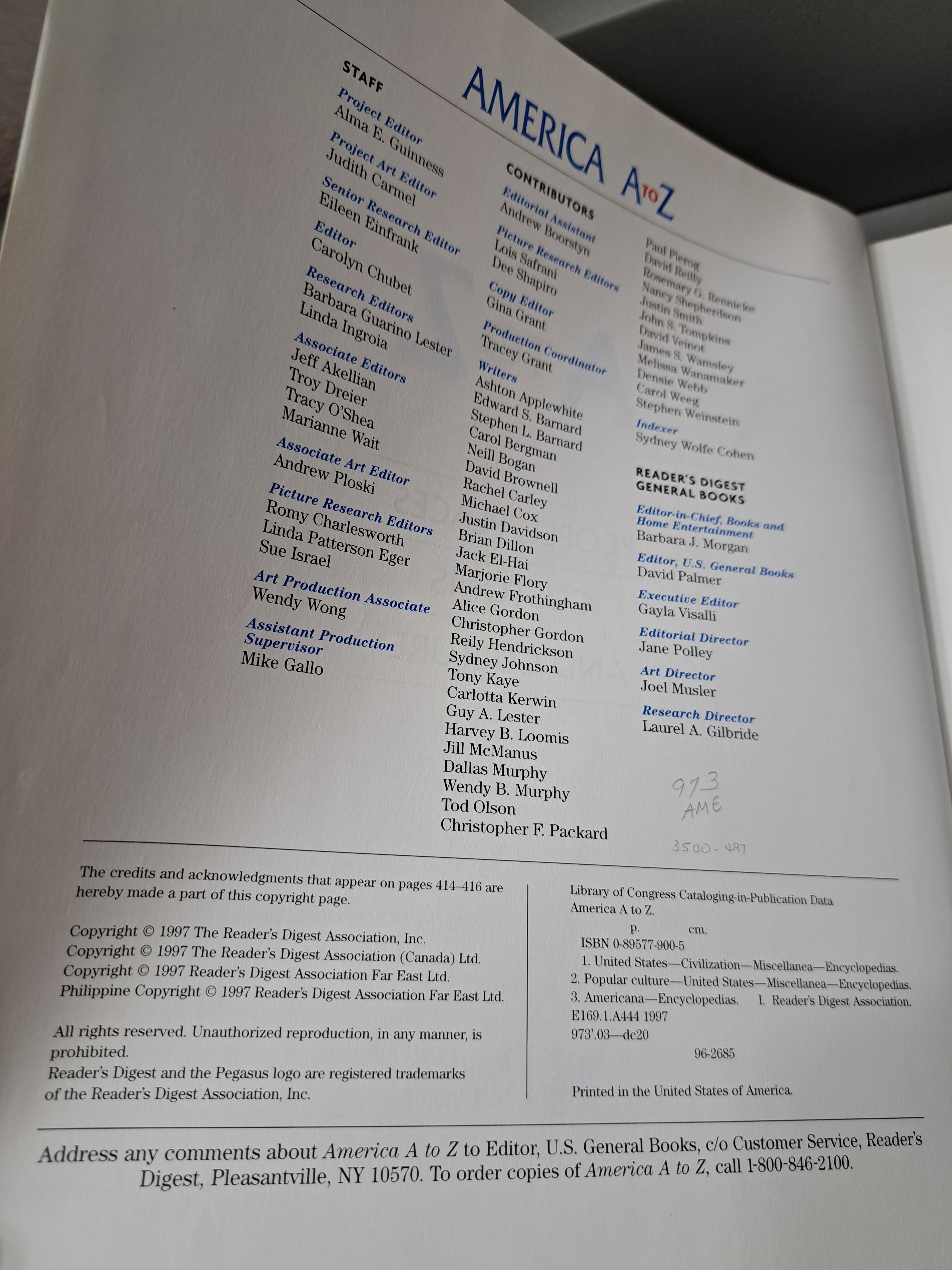 1997 America A to Z: People, Places, Customs and Culture by Reader's Digest