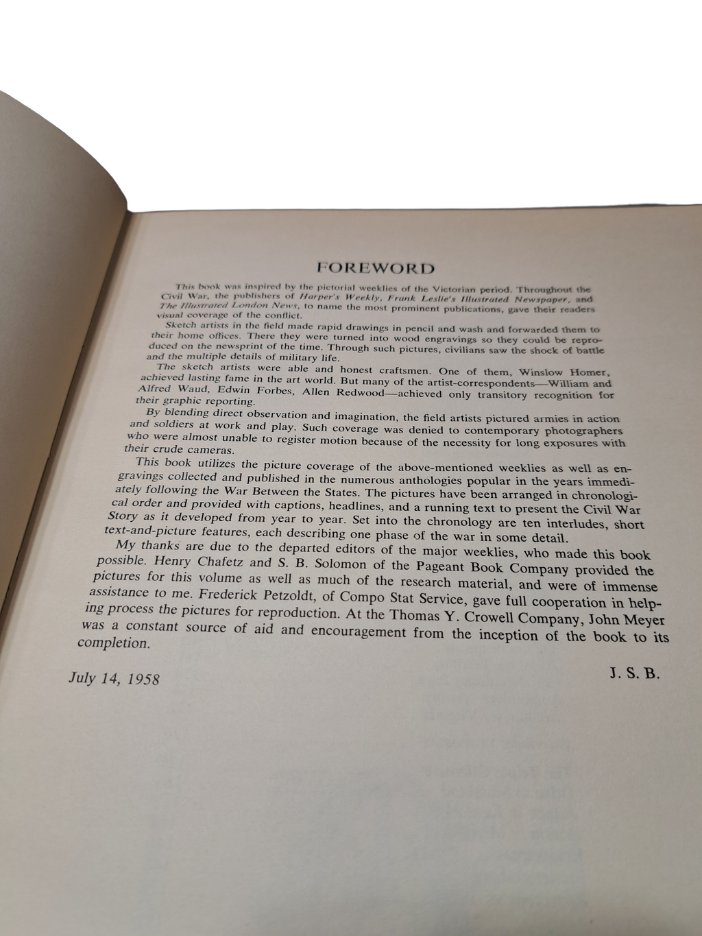 Vintage 1958 first edition of The Civil War: A Pictorial Profile by John S Blay