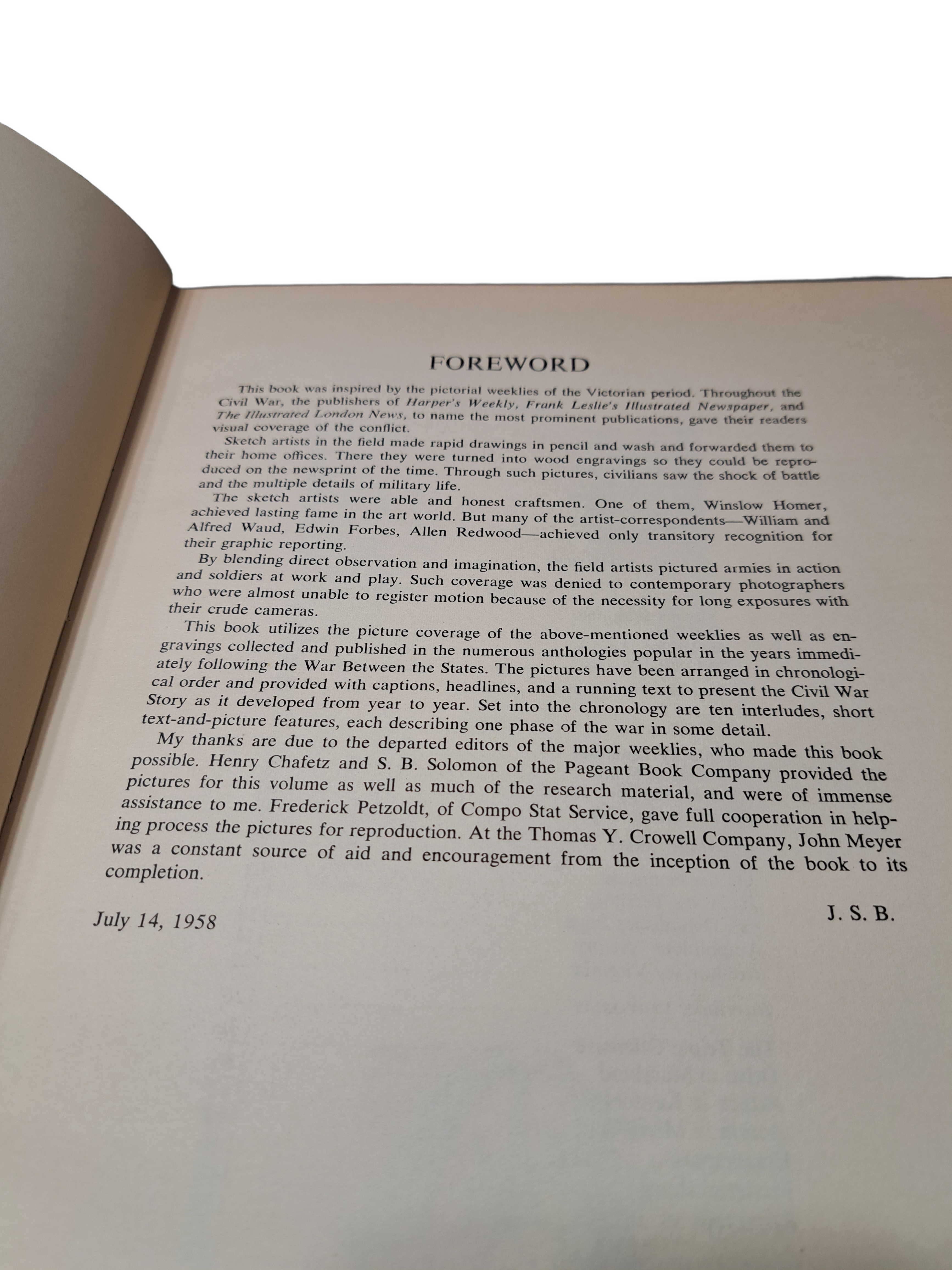 Vintage 1958 first edition of The Civil War: A Pictorial Profile by John S Blay