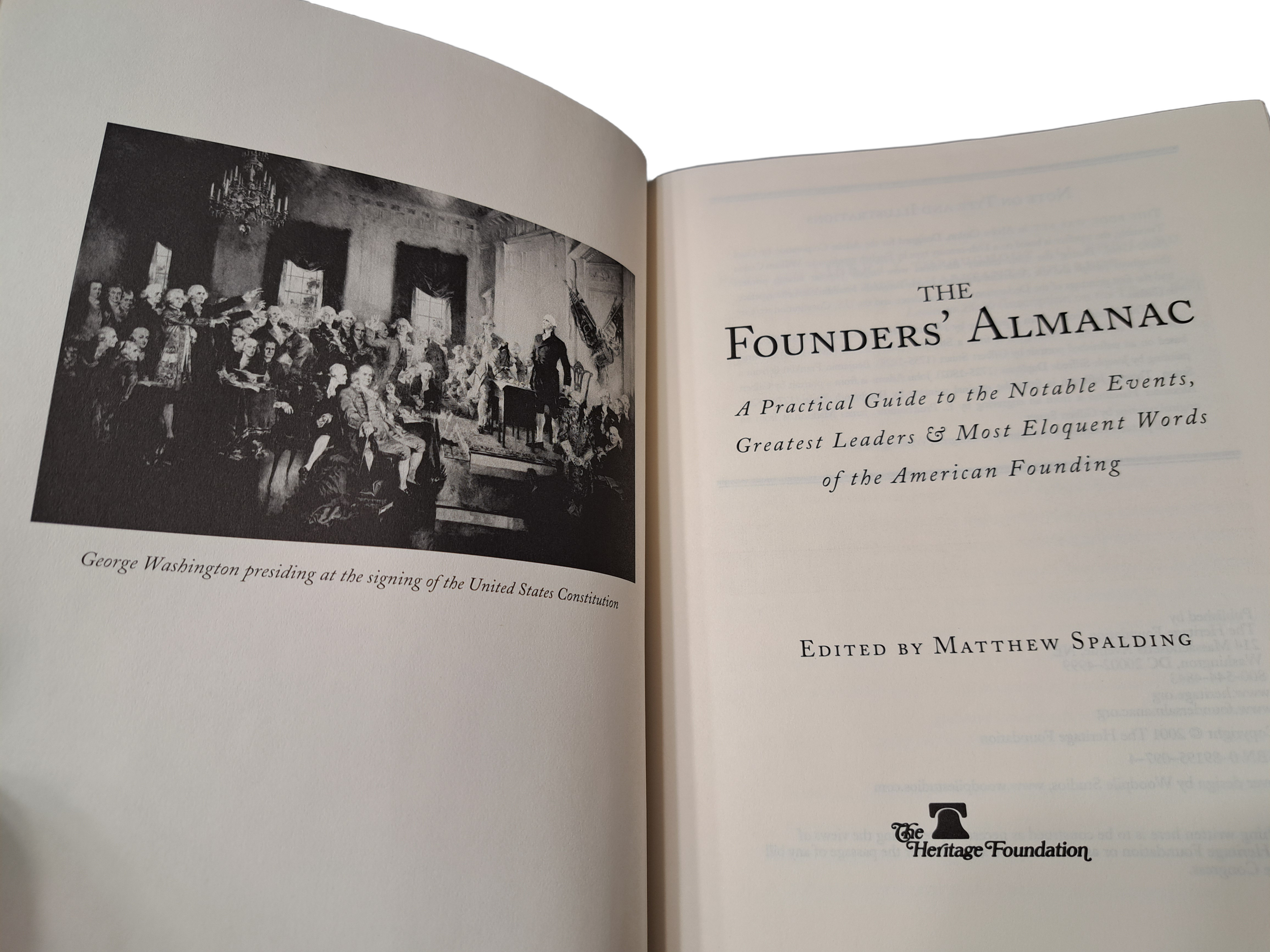 2001 first edition of The Founders' Almanac