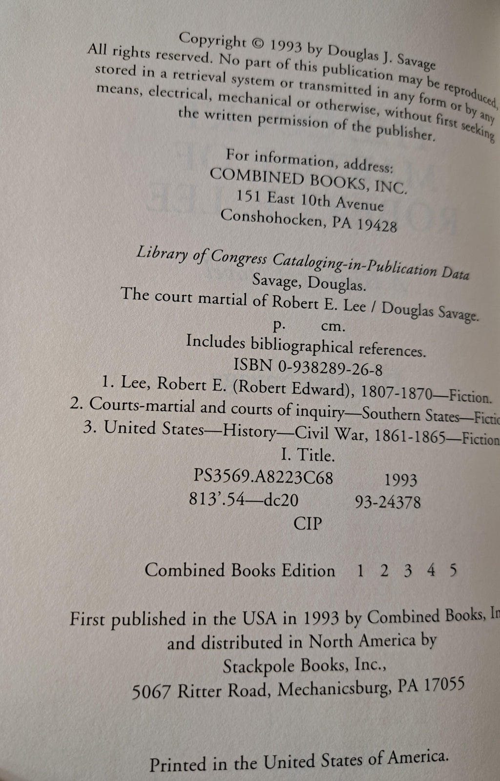 Vintage 1993 The Court Martial of Robert E Lee: A Historical Novel