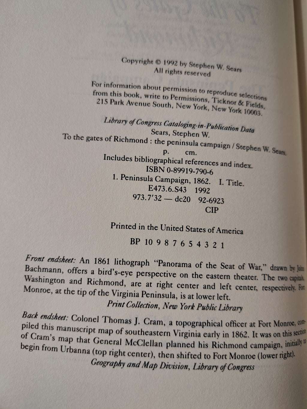 Vintage 1992 To the Gates of Richmond: The Peninsula Campaign