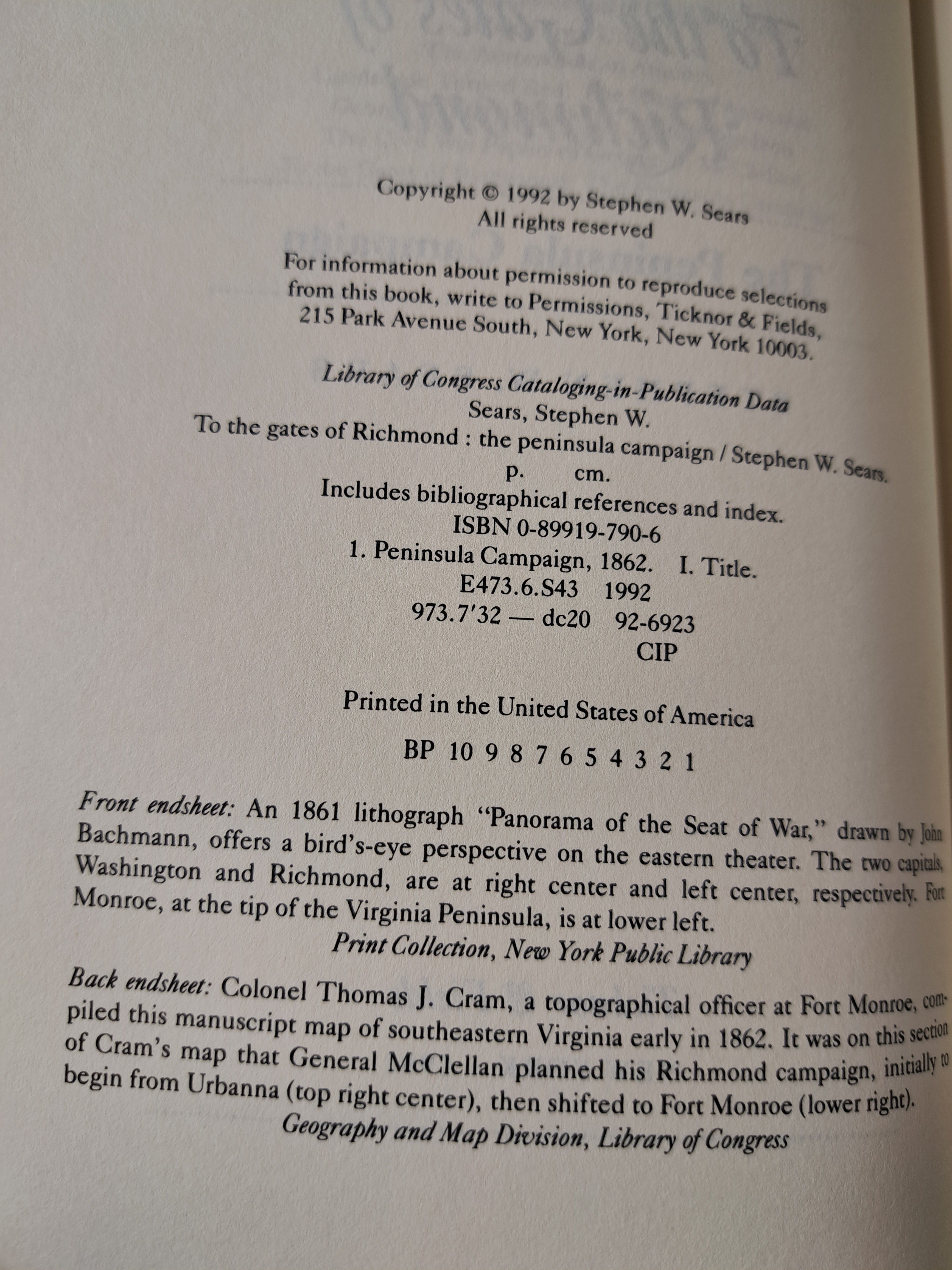 Vintage 1992 To the Gates of Richmond: The Peninsula Campaign