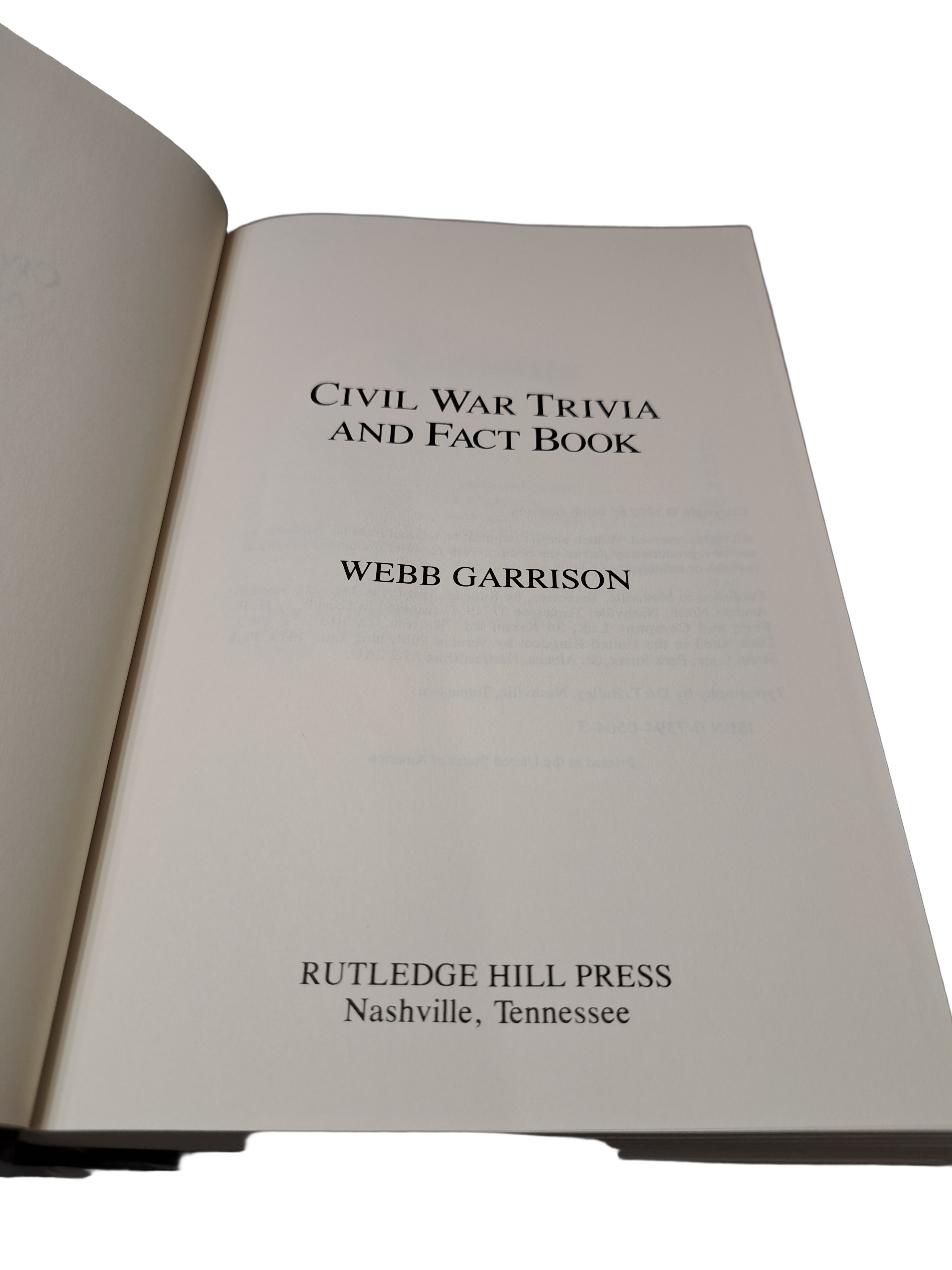 Vintage 1992 Civil War Trivia and Fact Book by Webb Garrison
