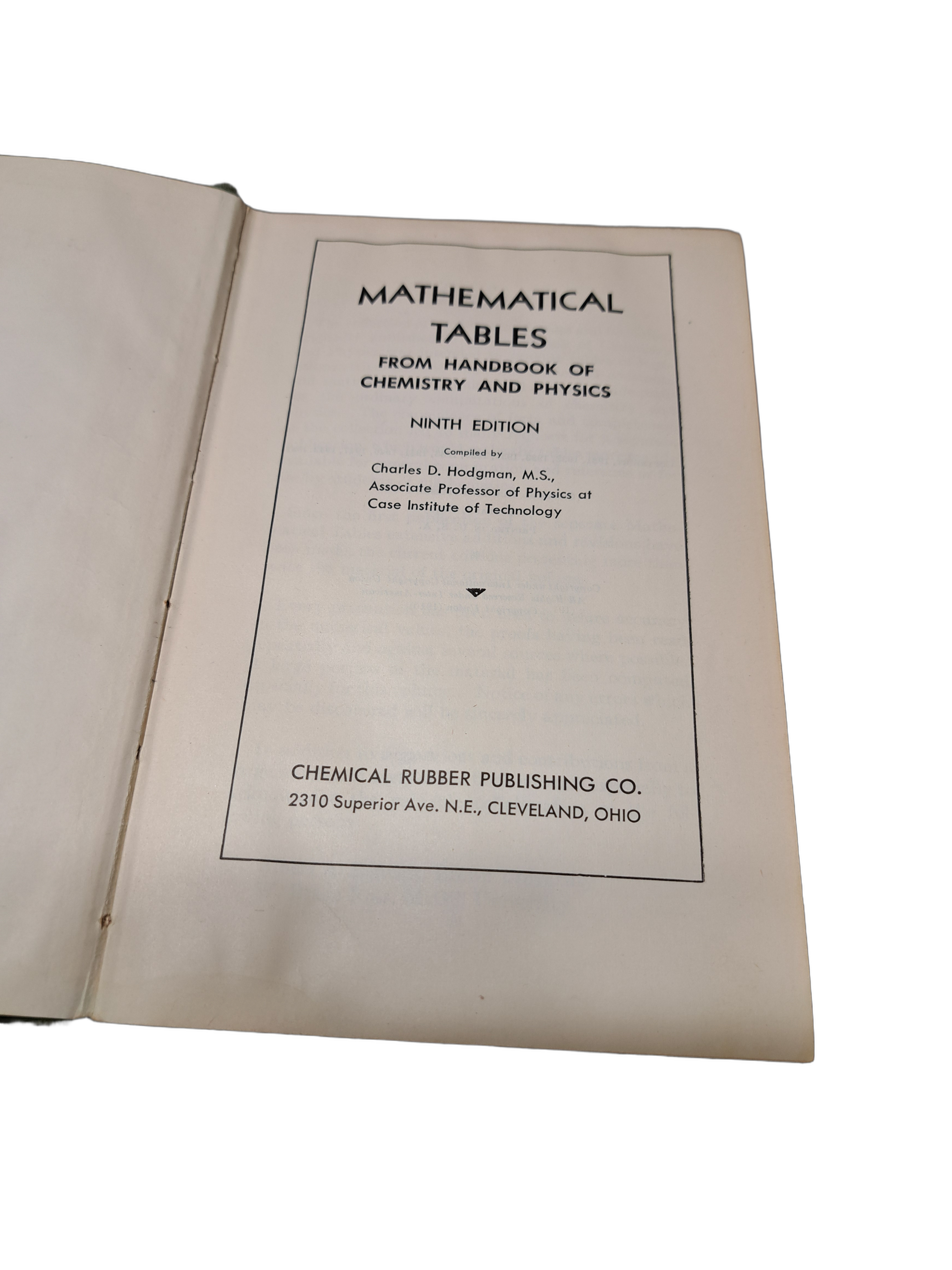 Vintage 1951 Mathematical Tables from Handbook of Chemistry & Physics