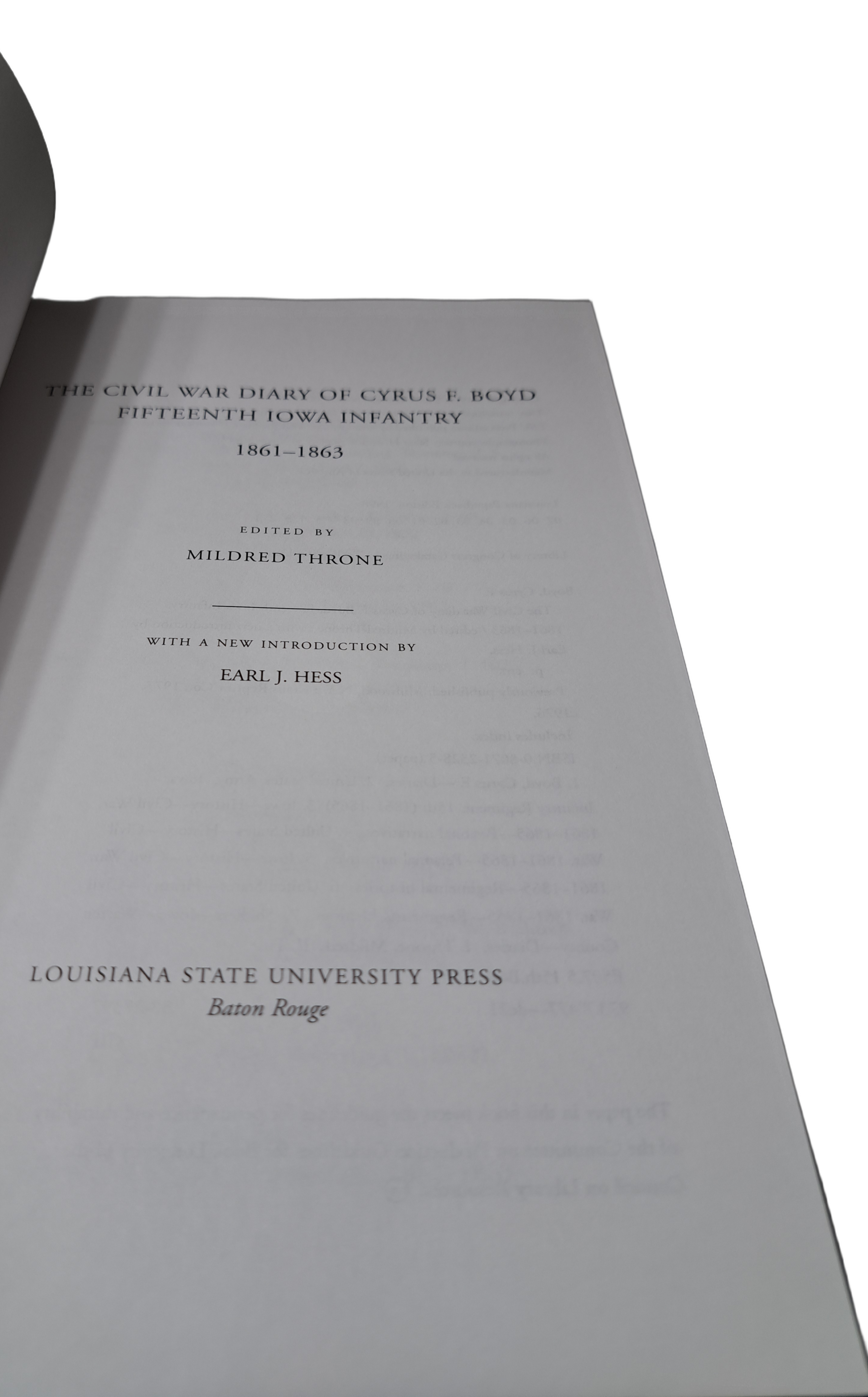The Civil War Diary of Cyrus F Boyd Fifteenth Iowa Infantry 1861-1863