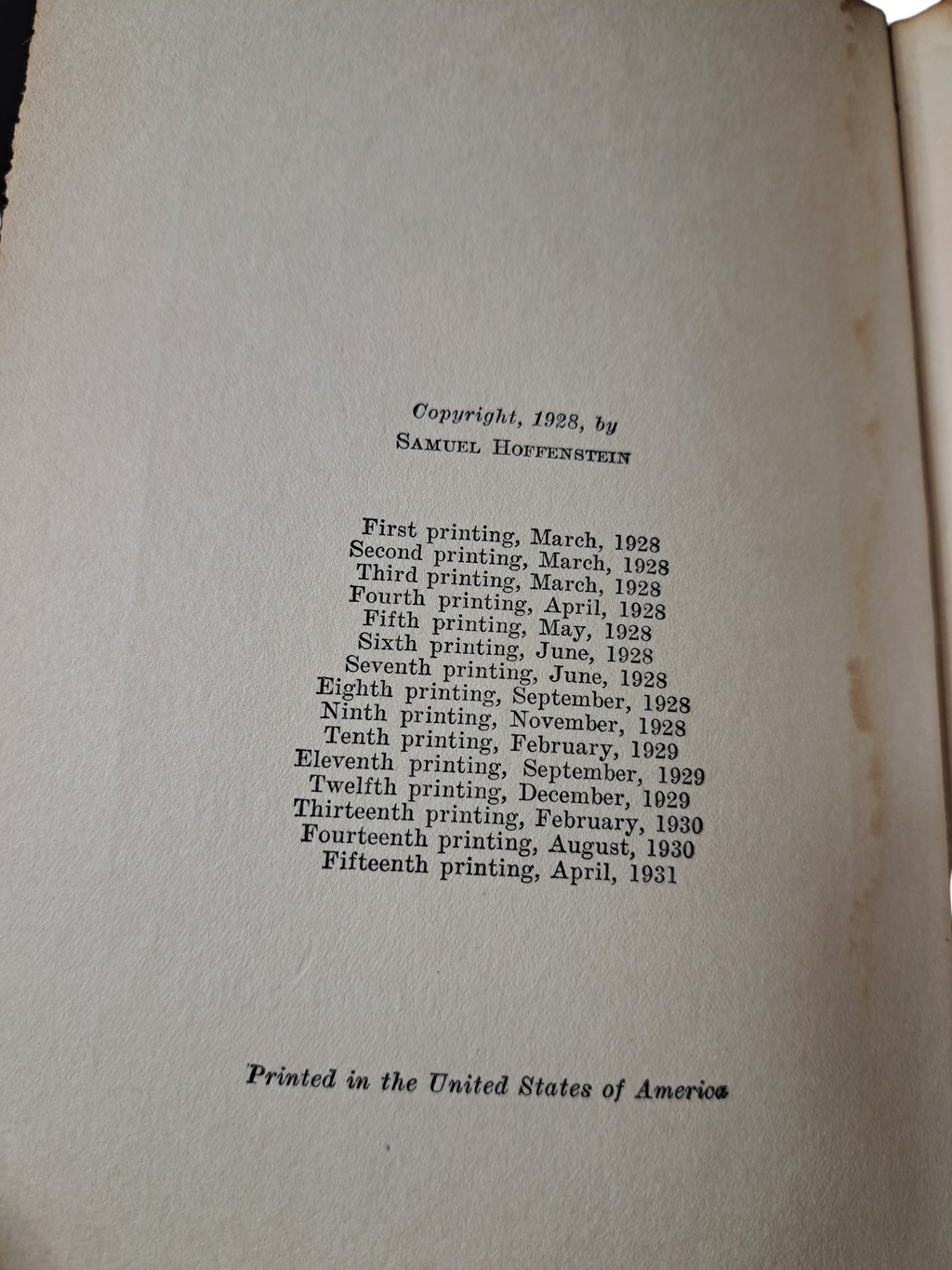 Vintage 1931 printing of Poems in Praise of Practically Nothing by Samuel Hoffenstein