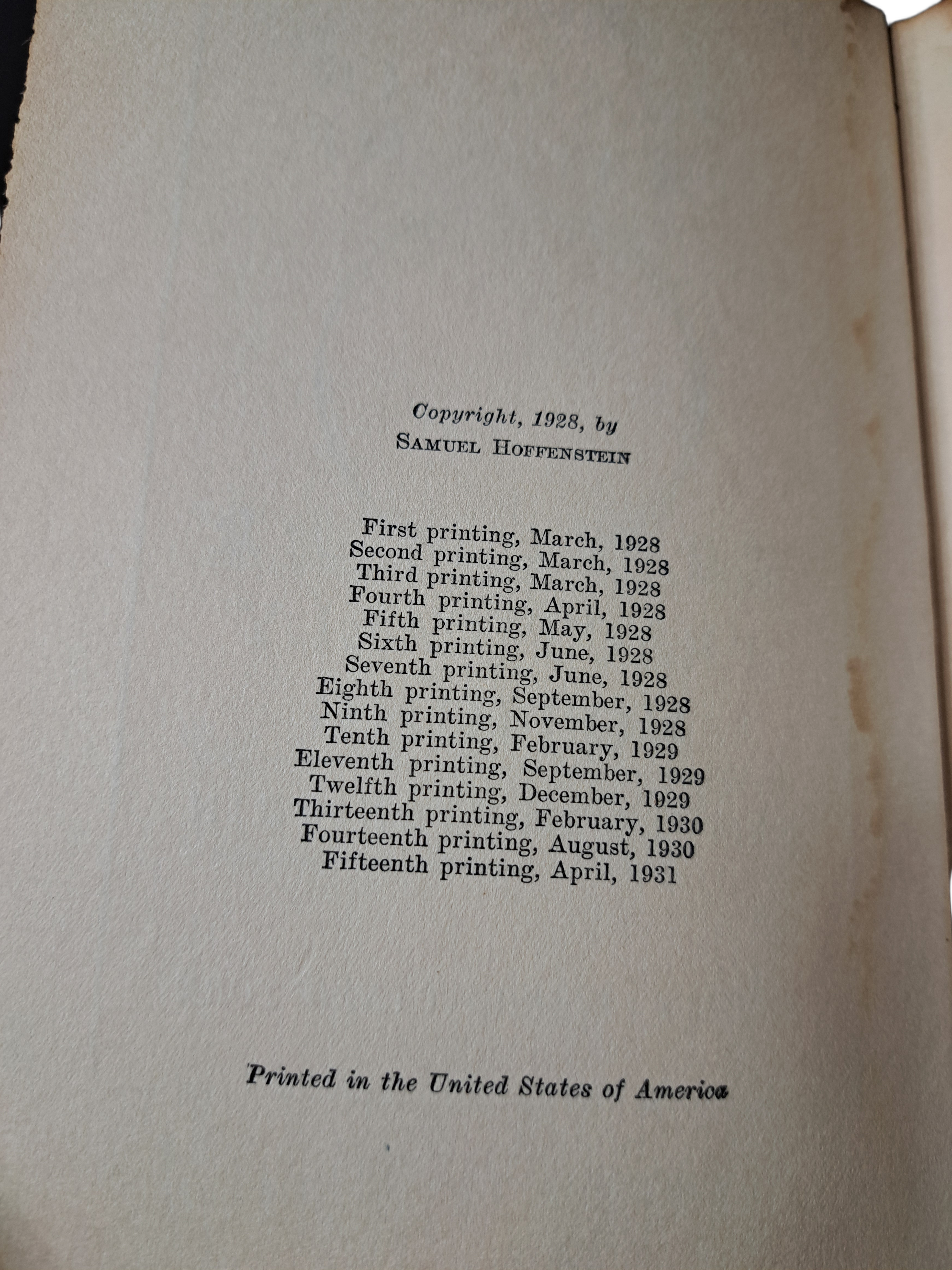 Vintage 1931 printing of Poems in Praise of Practically Nothing by Samuel Hoffenstein