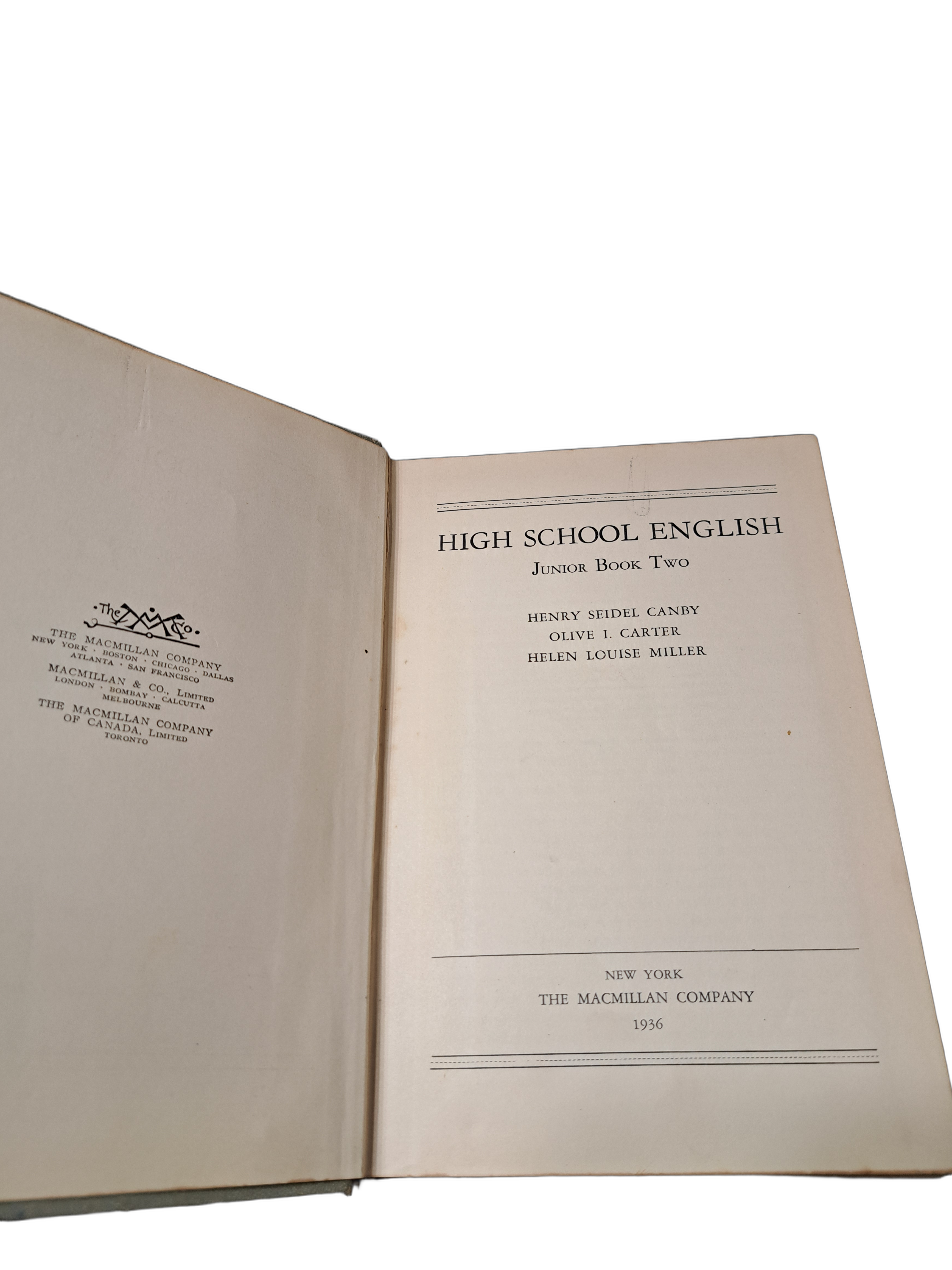 Vintage 1936 High School English: Junior Book Two