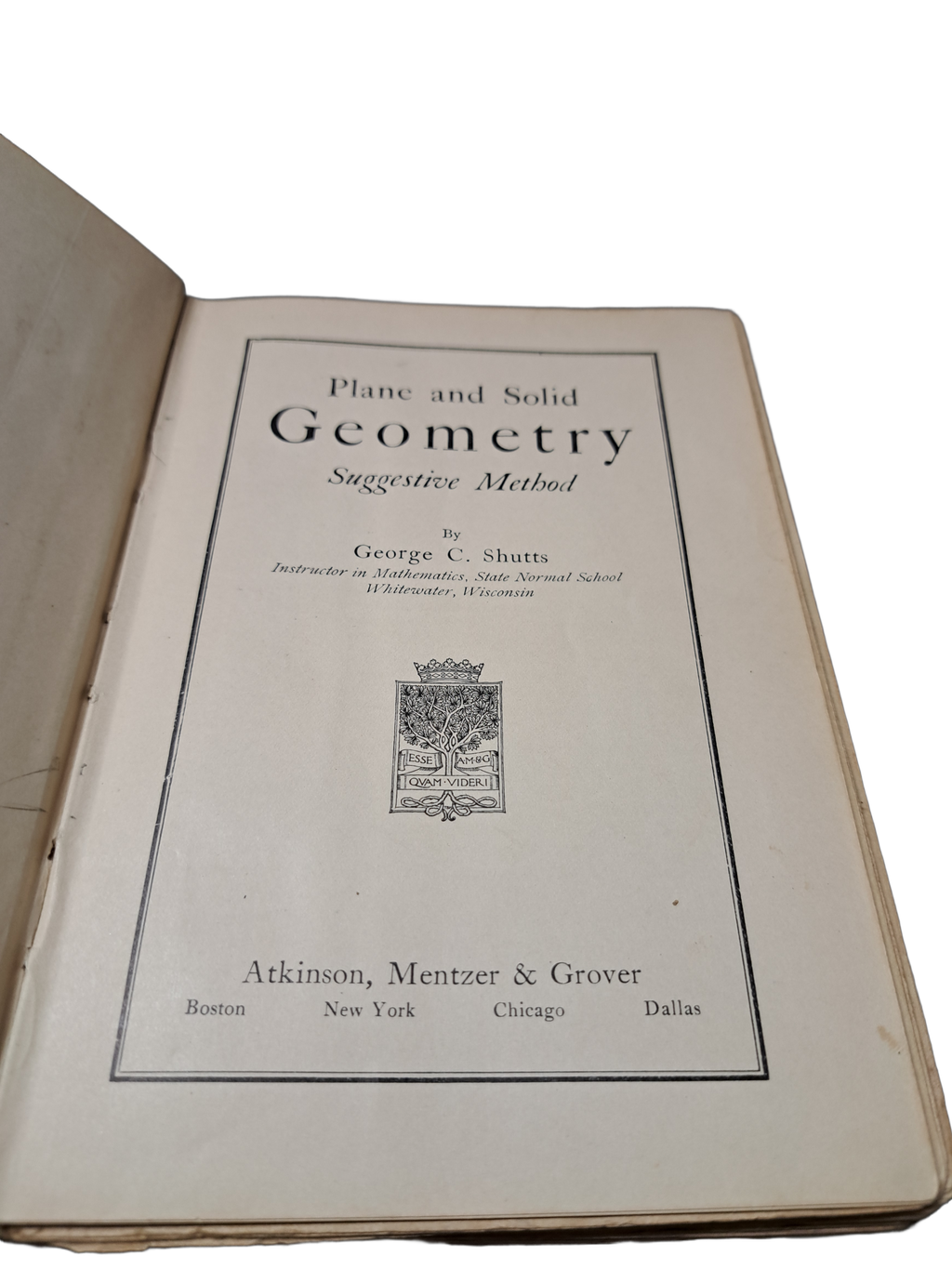 Vintage 1905 Plane and Solid Geometry, Suggestive Method by George C Shutts