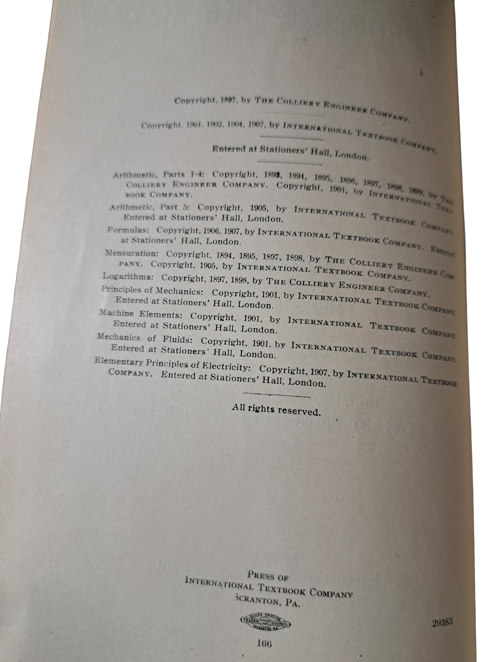 Vintage 1907 I.C.S. Reference Library - Arithmetics and Mechanics