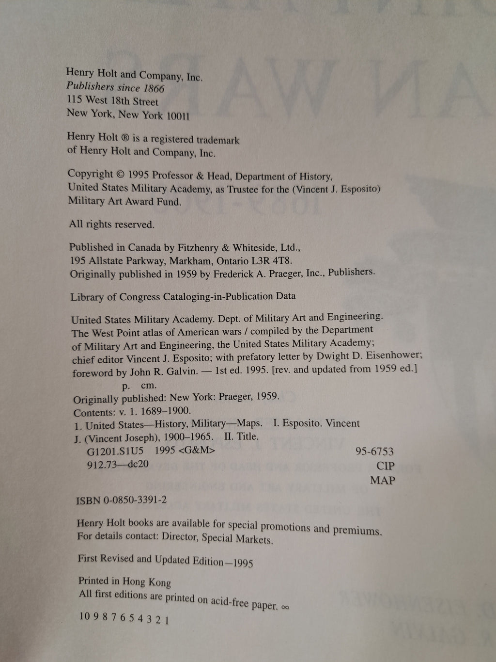 1995 edition of The West Point Atlas of American Wars