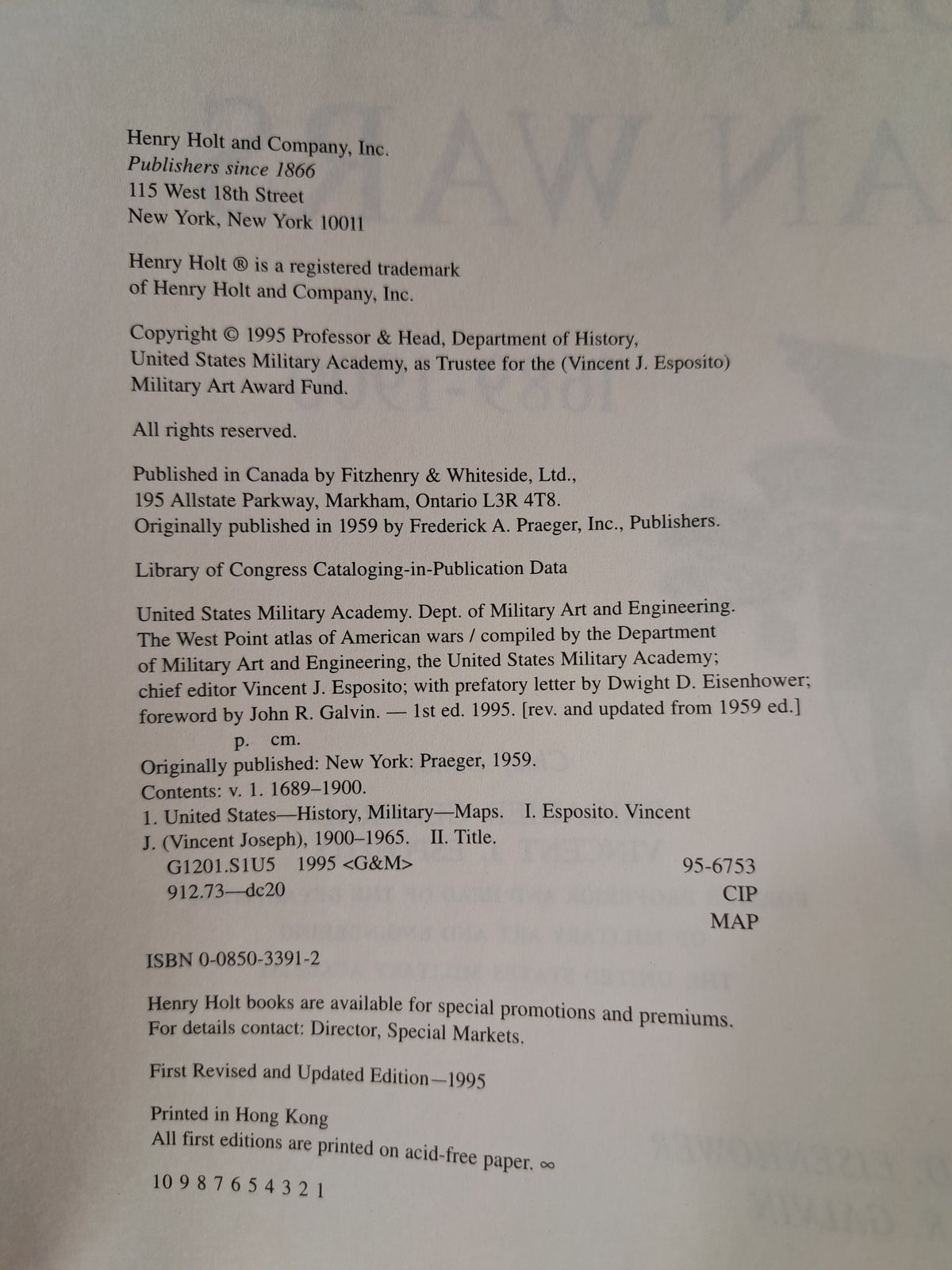1995 edition of The West Point Atlas of American Wars
