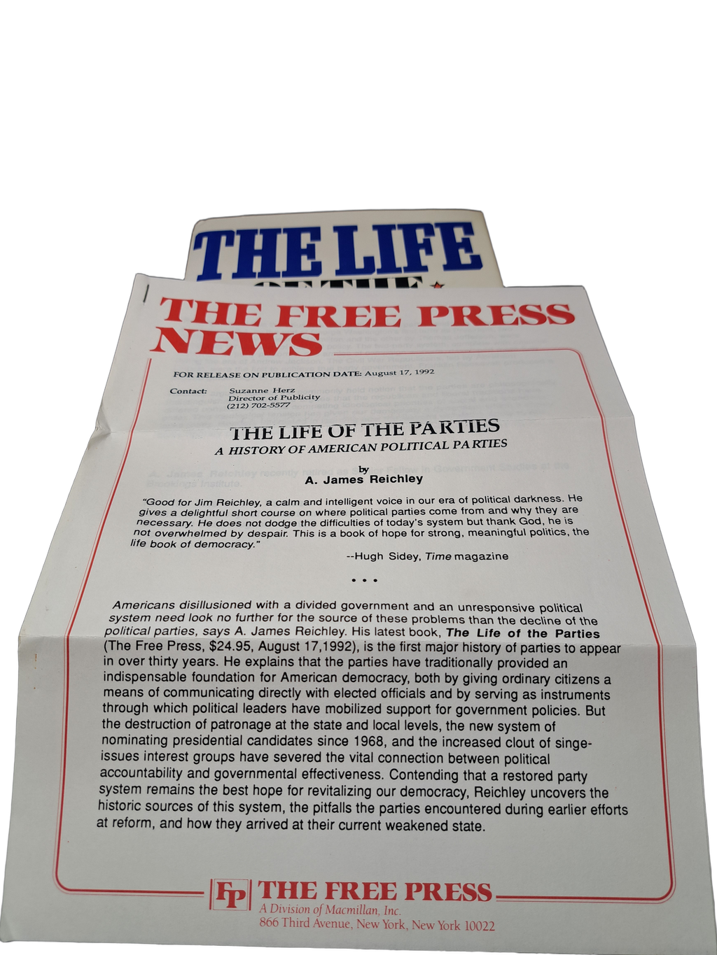Vintage 1992 The Life of the Parties: A History of American Political Parties